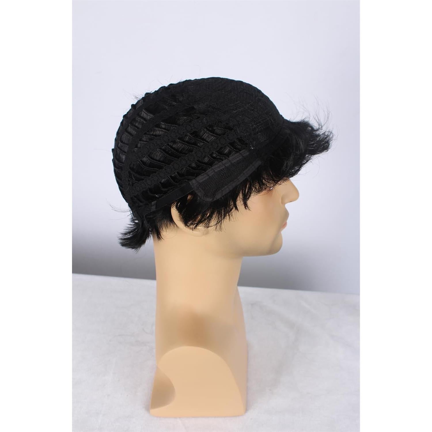 Peluca Corta Rizada Negra OYSRONG 27.99x24.99cm