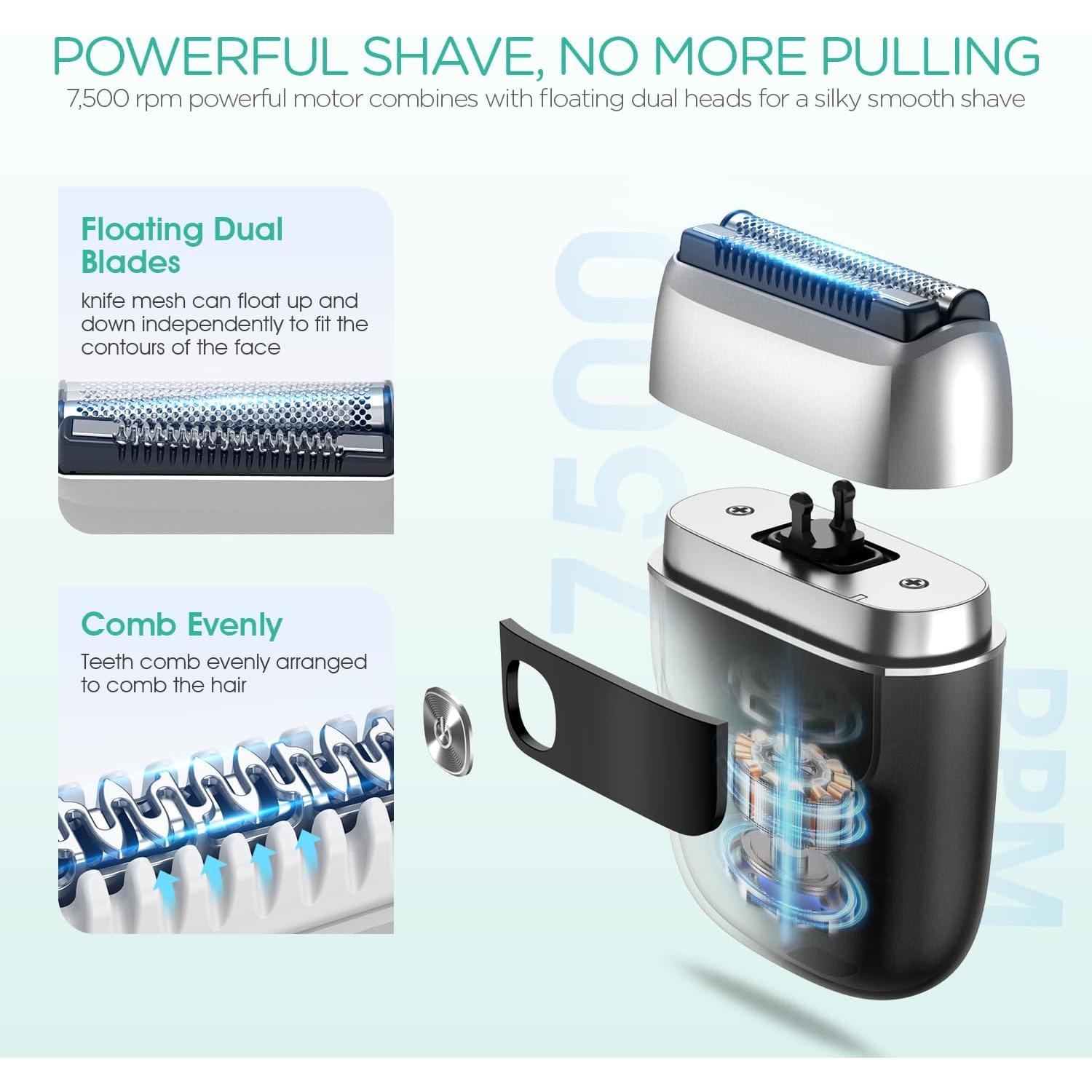 Afeitadora Eléctrica VOYOR ER300 Doble Cuchilla Recargable