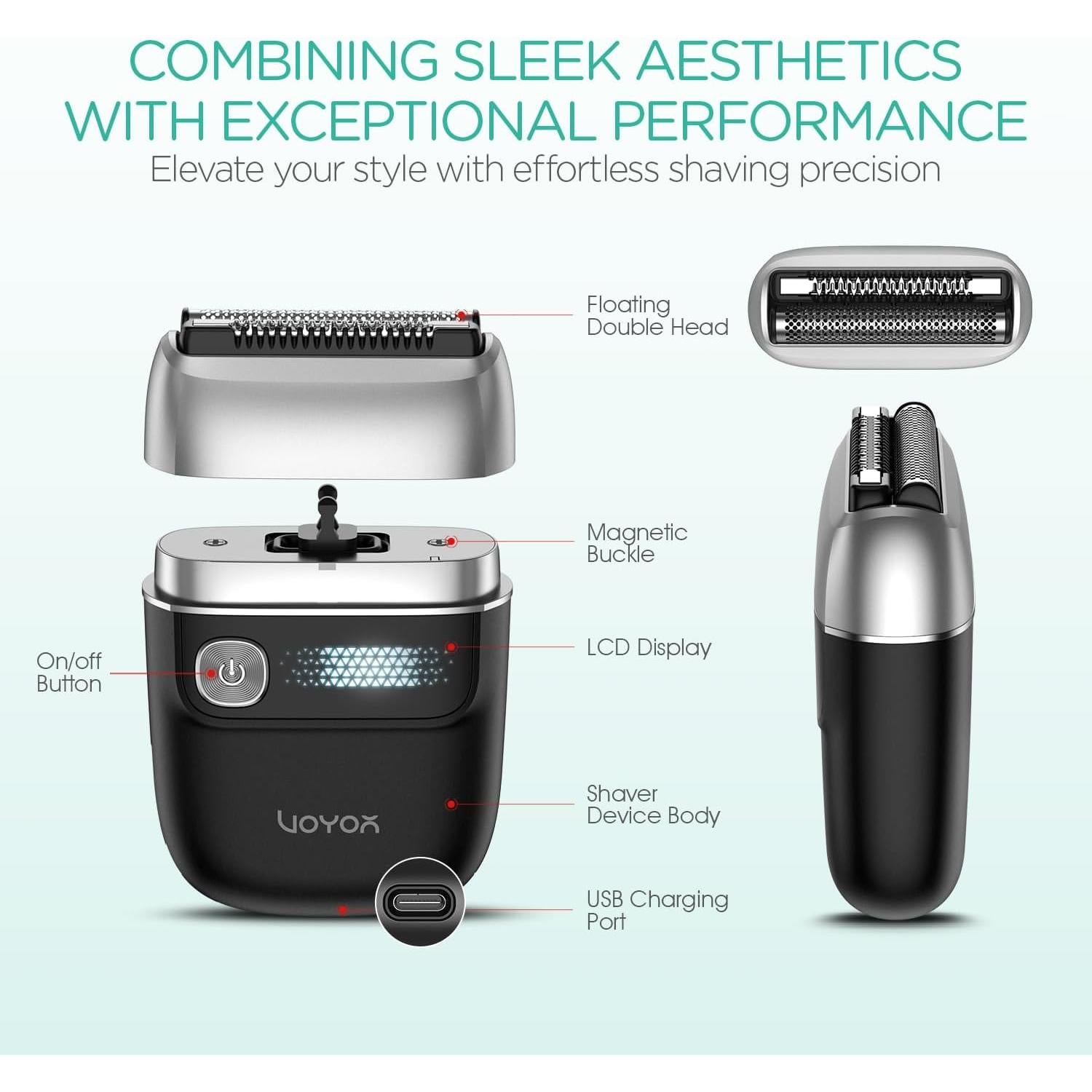 Afeitadora Eléctrica VOYOR ER300 Doble Cuchilla Recargable