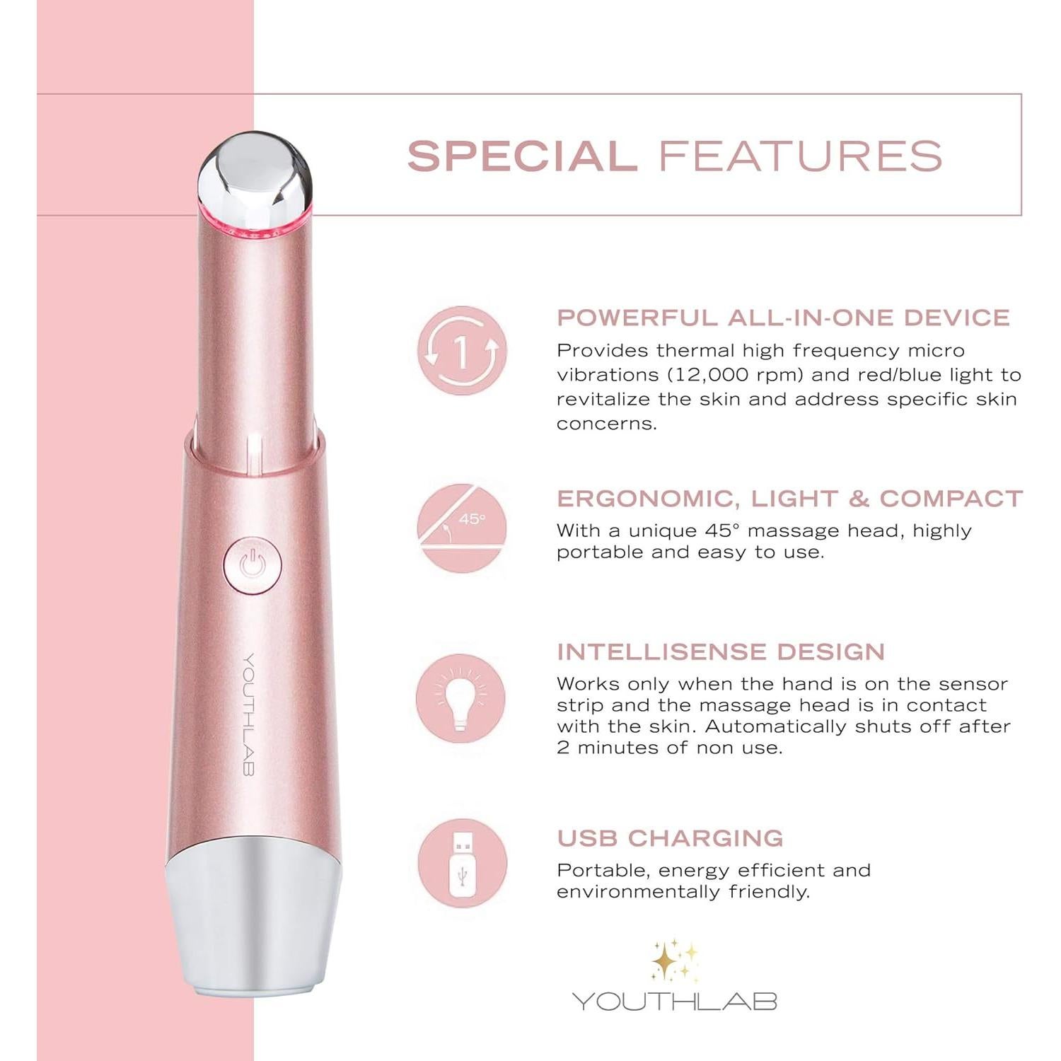 Varita de Ojos y Cara YOUTHLUX Oro Rosa - Calor y Vibración