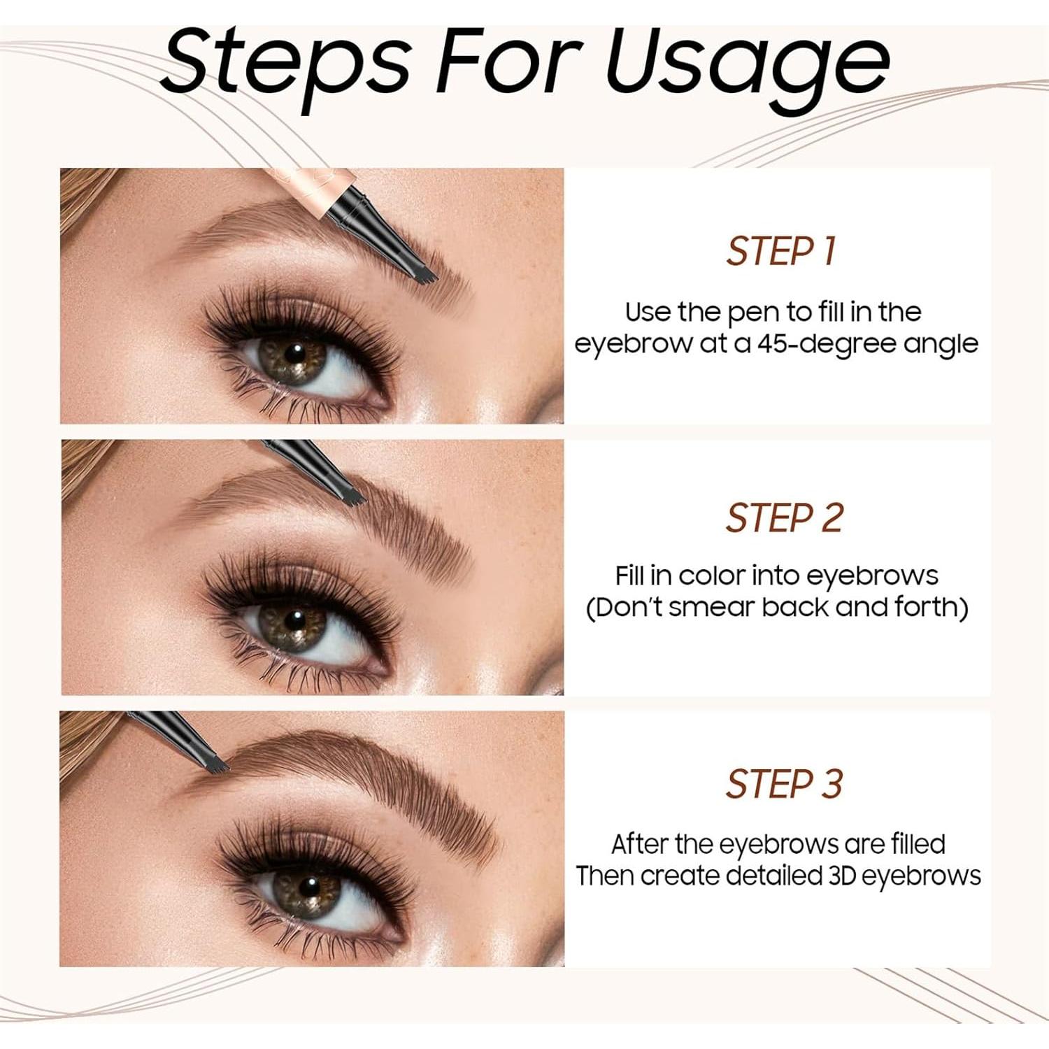 Lápiz de Cejas Microblade OETUIOW Marrón Oscuro 4 Puntas