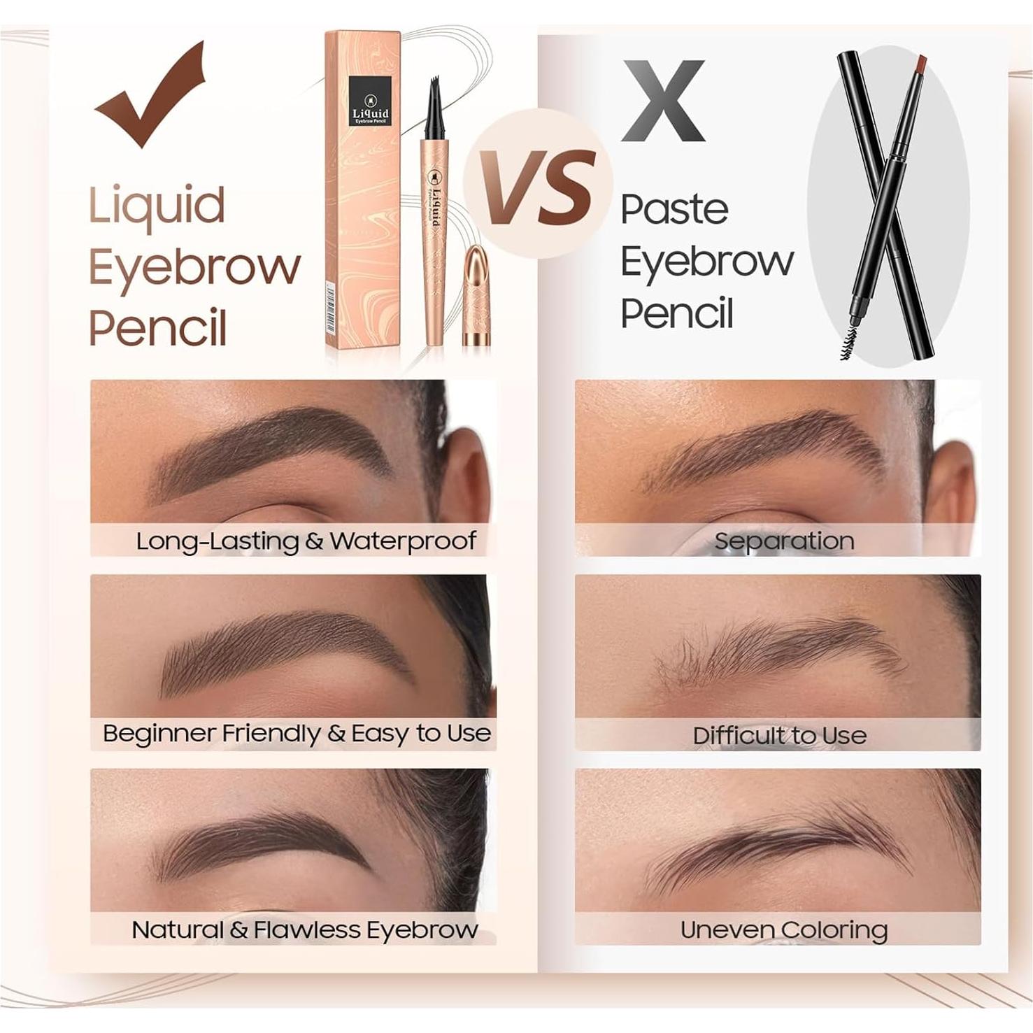 Lápiz de Cejas Microblade OETUIOW Marrón Oscuro 4 Puntas