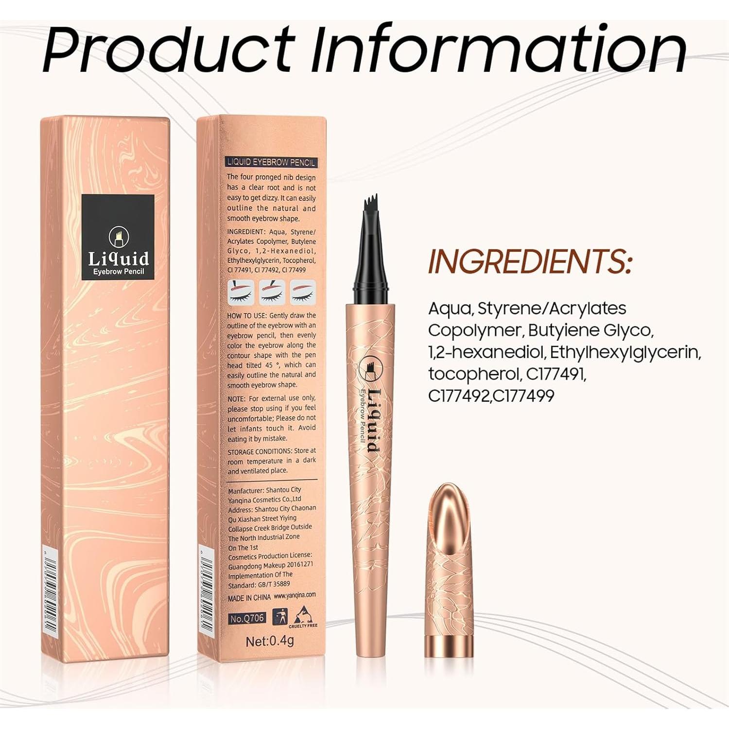 Lápiz de Cejas Microblade OETUIOW Marrón Oscuro 4 Puntas