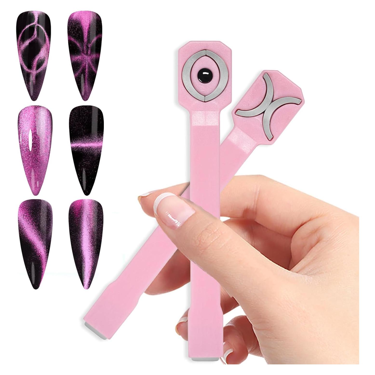 Imanes para Uñas MOLILO 3 en 1 Rosa Efecto Ojo de Gato