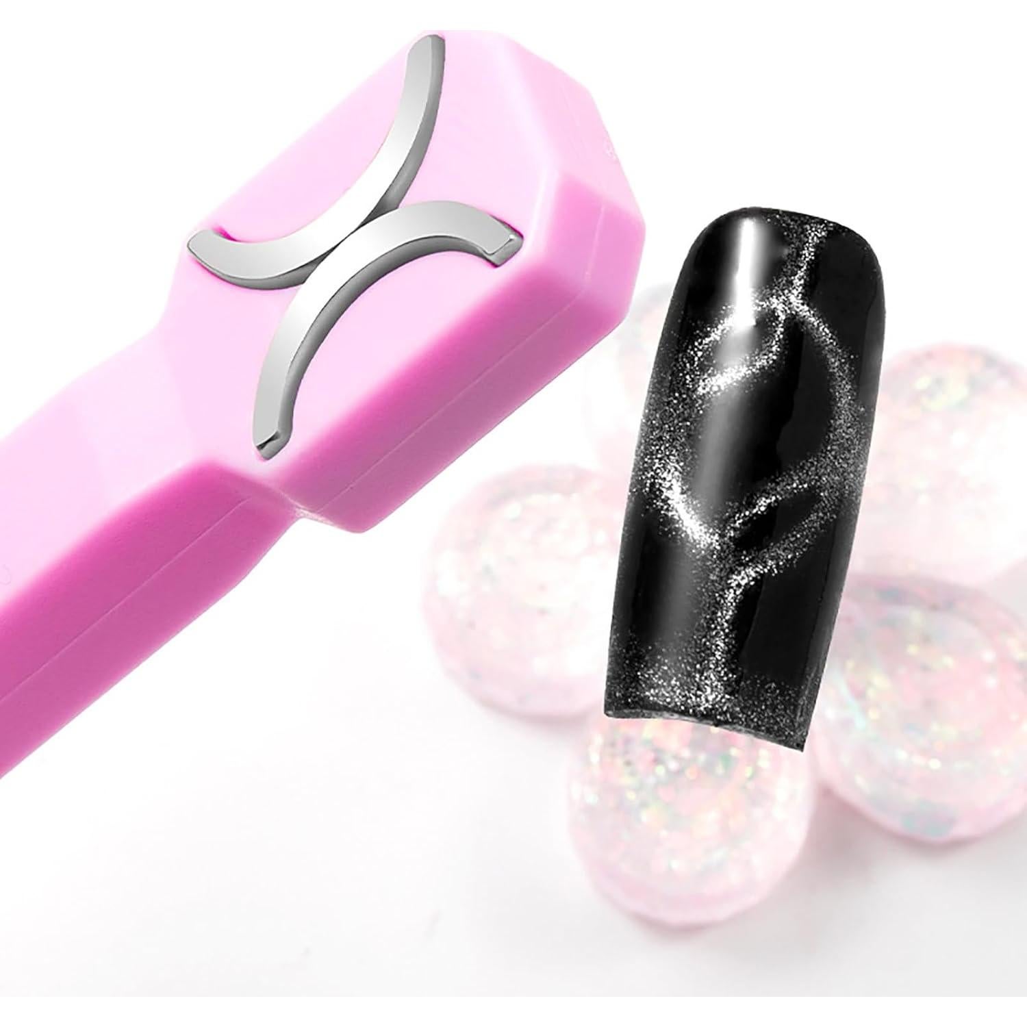 Imanes para Uñas MOLILO 3 en 1 Rosa Efecto Ojo de Gato