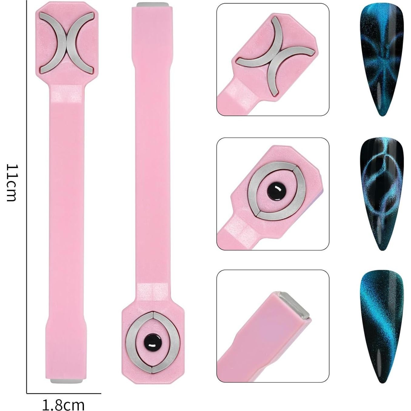 Imanes para Uñas MOLILO 3 en 1 Rosa Efecto Ojo de Gato