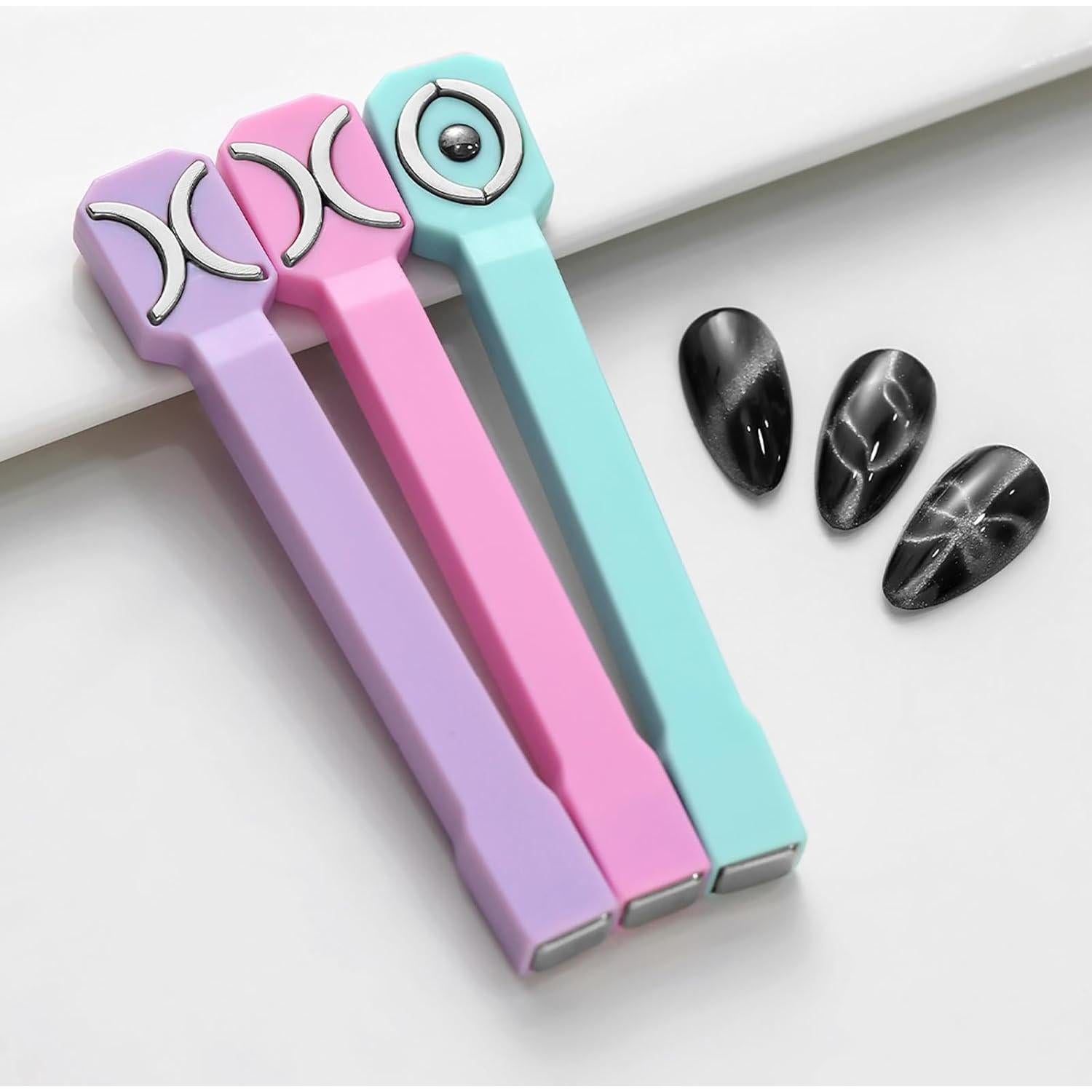 Imanes para Uñas MOLILO 3 en 1 Rosa Efecto Ojo de Gato