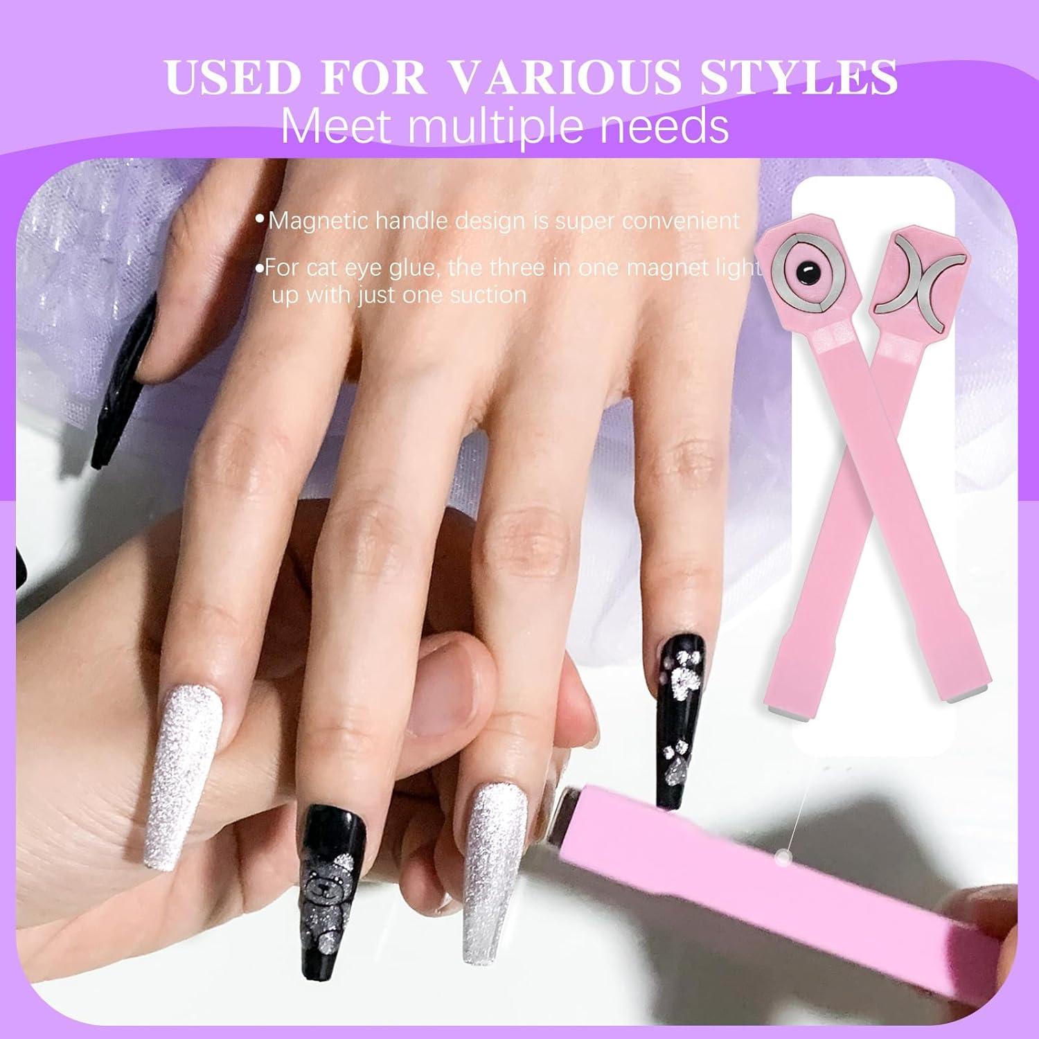 Imanes para Uñas MOLILO 3 en 1 Rosa Efecto Ojo de Gato