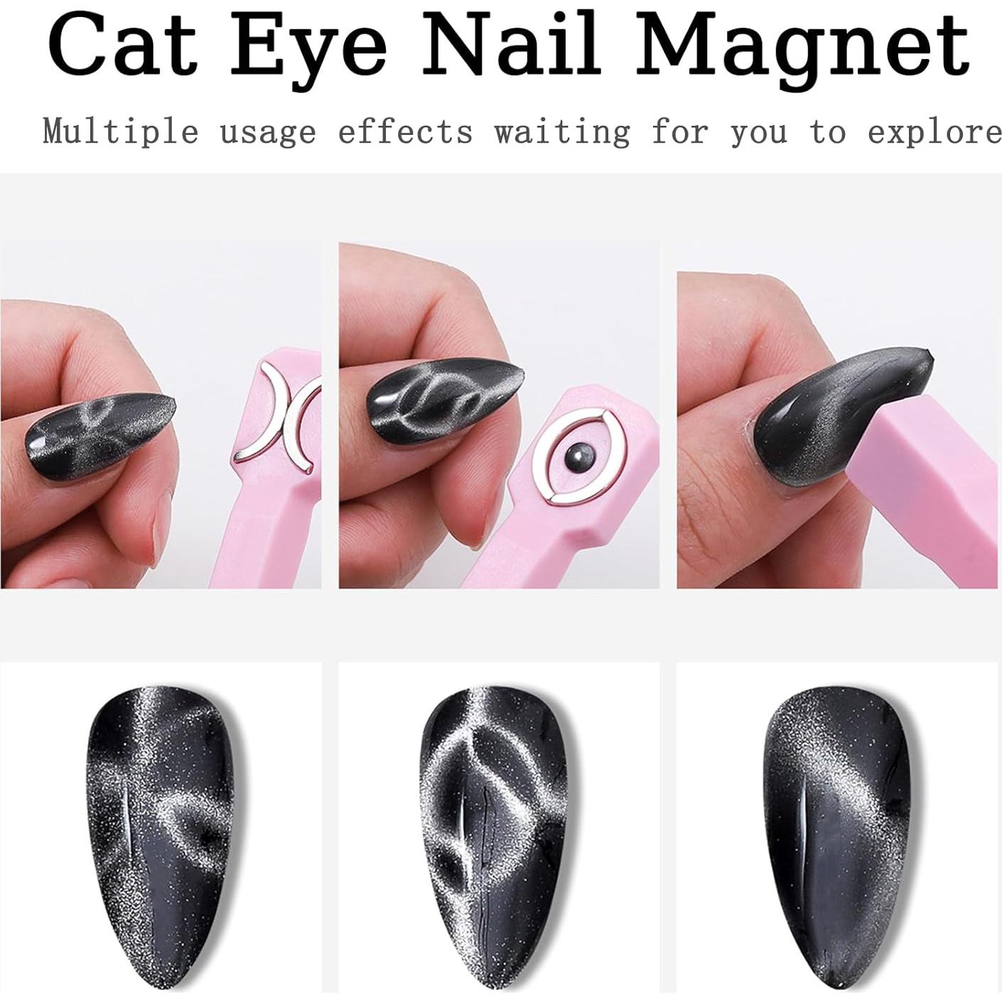 Imanes para Uñas MOLILO 3 en 1 Rosa Efecto Ojo de Gato