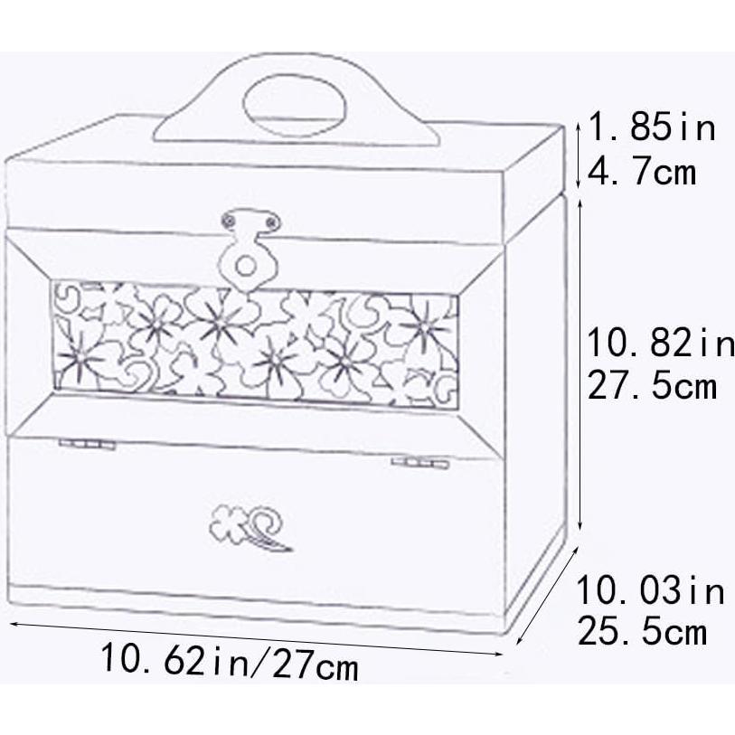 Wooden Makeup Storage Organizer with Mirror for Countertop, Cosmetic Makeup Storage Box, Vanity Display Case for Skincare Perfume Beauty, Multi-Function Cosmetic Storage Box