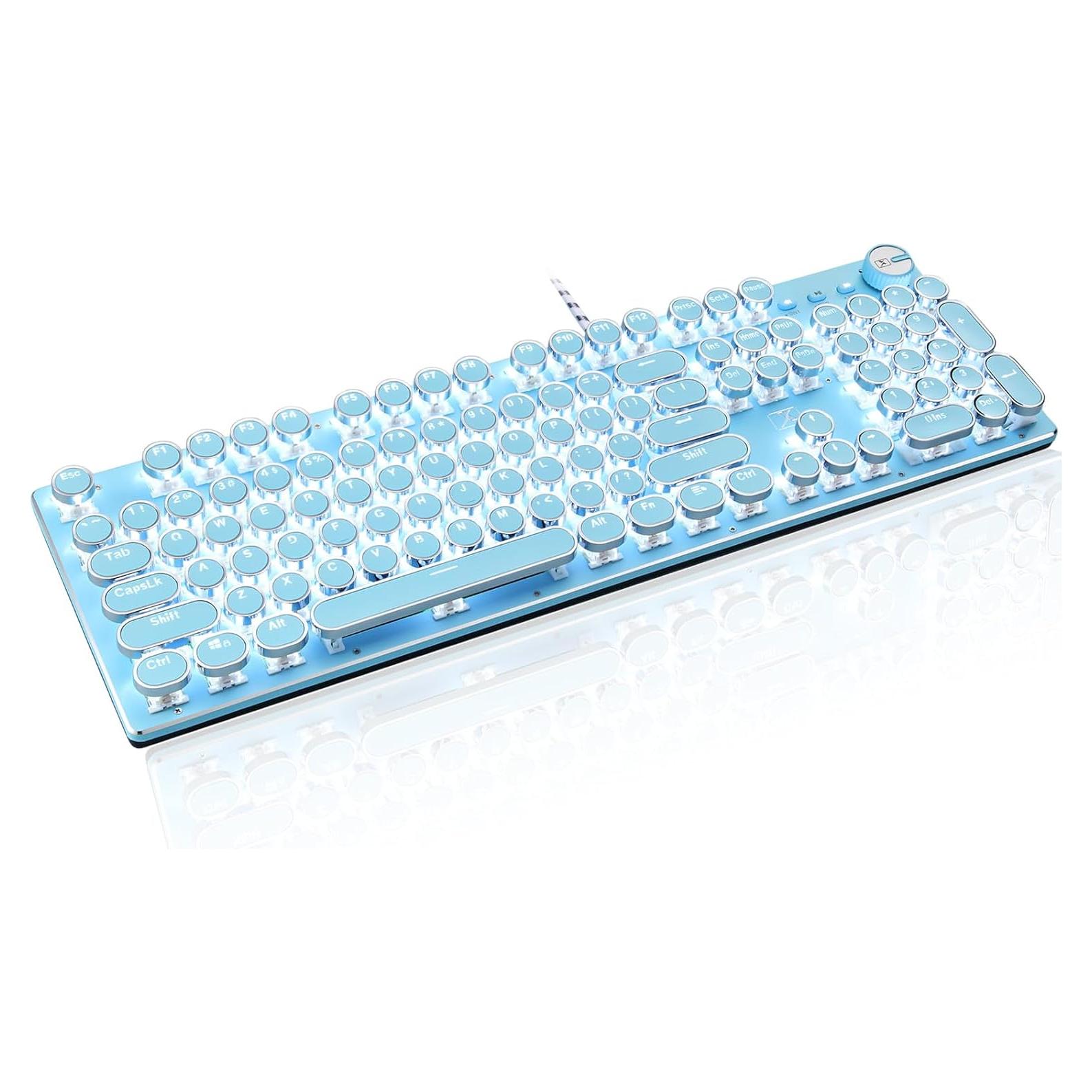 Teclado Mecánico Retro LexonElec 104 Teclas Azul LED