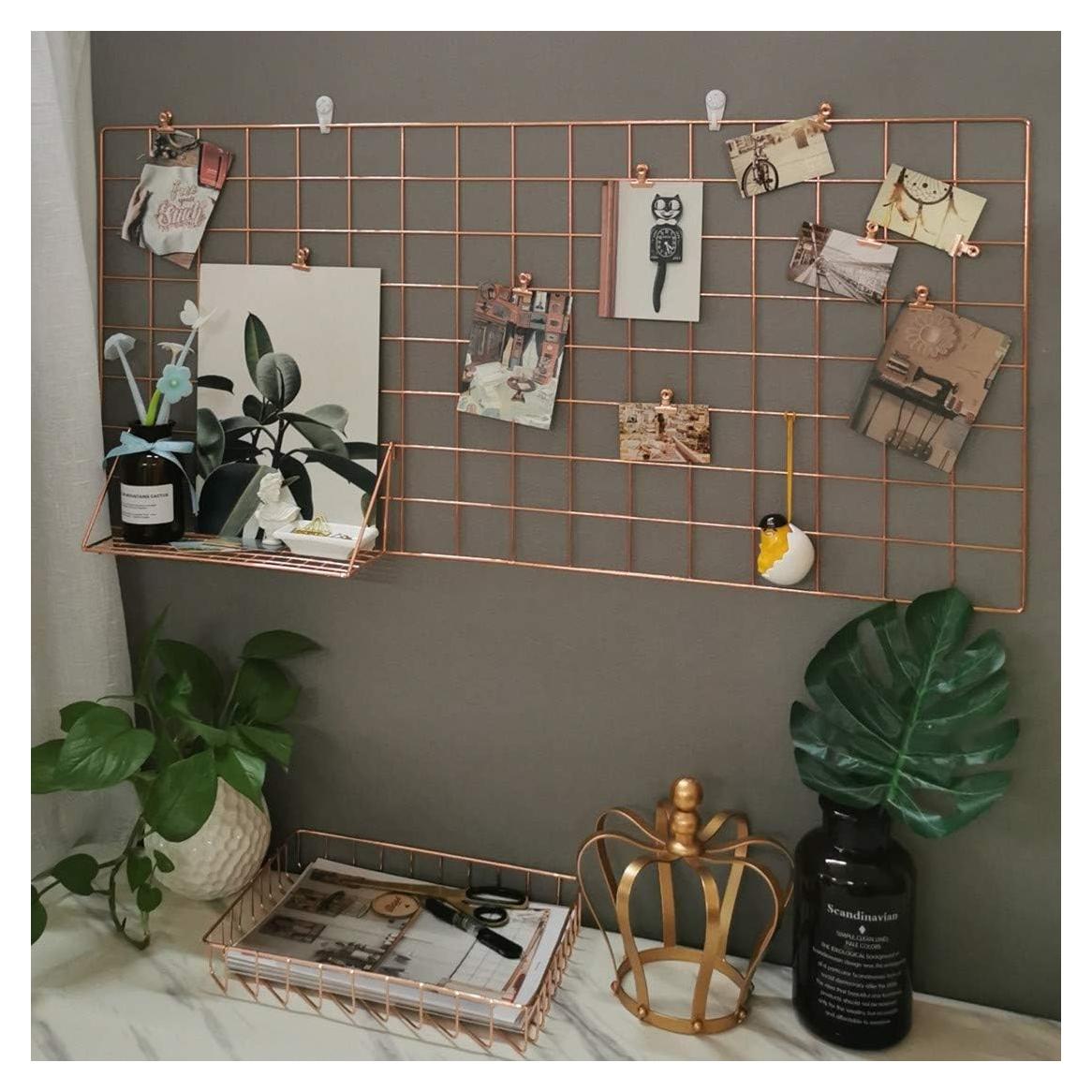 Panel de Rejilla de Metal Rosa Dorado 45x95 cm Organizador