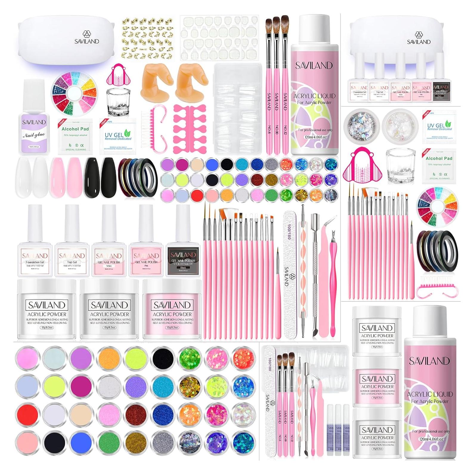 Kit de Uñas Acrílicas SAVILAND 92 Piezas para Principiantes