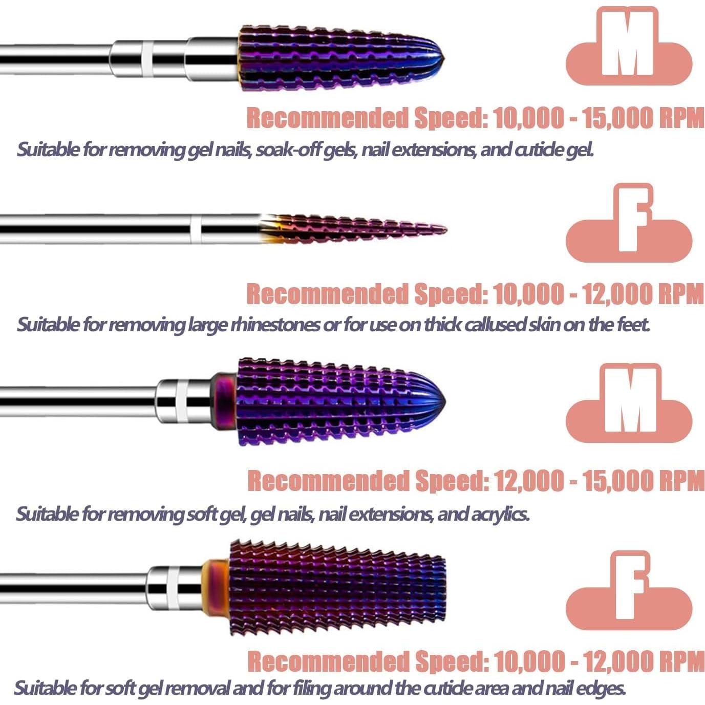 4 Pcs Brocas de Lima de Uñas Bestgle 5 en 1 Profesional