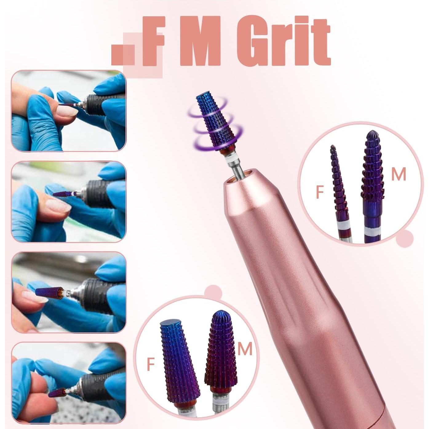 4 Pcs Brocas de Lima de Uñas Bestgle 5 en 1 Profesional