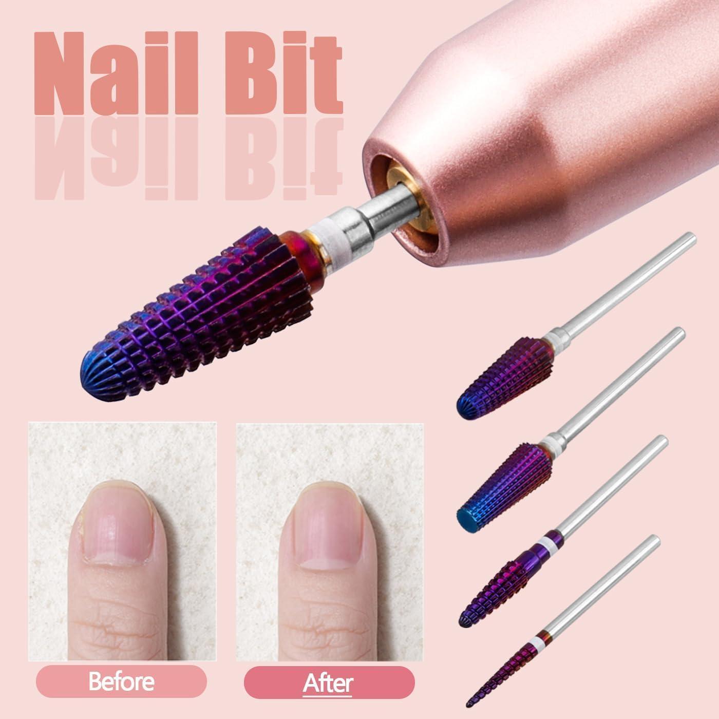 4 Pcs Brocas de Lima de Uñas Bestgle 5 en 1 Profesional