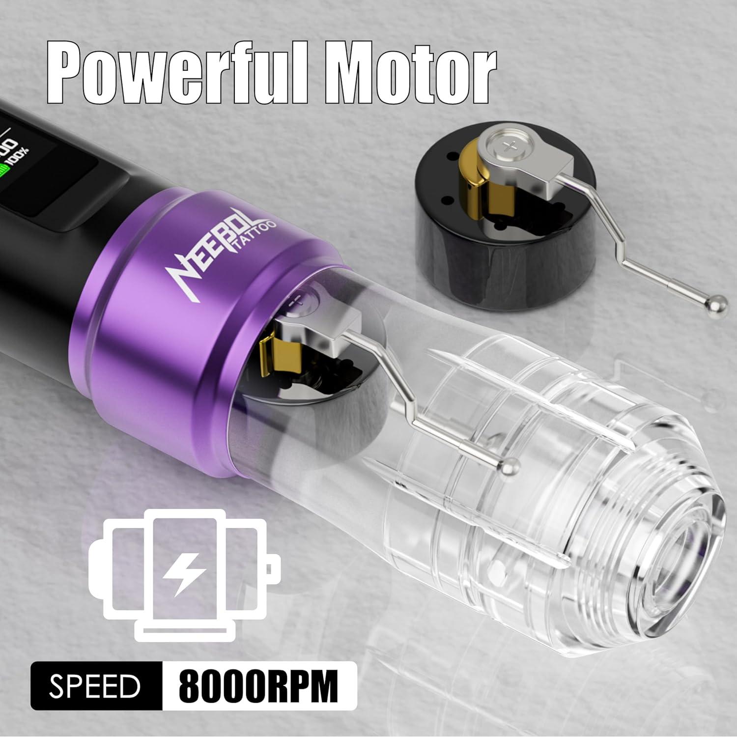 Kit de Tatuaje Inalámbrico Neebol con Pantalla LED y 20 Agujas