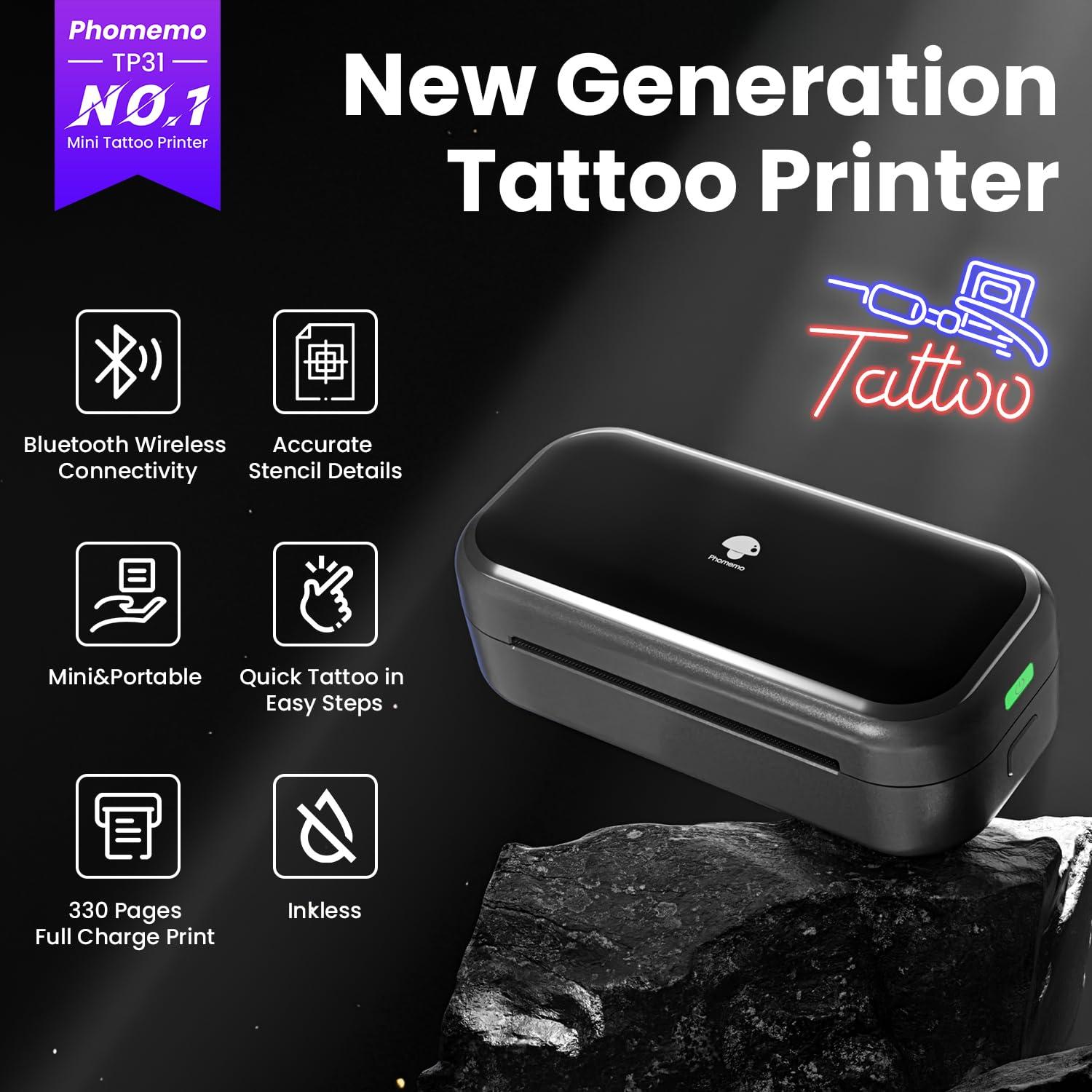 Impresora de Tatuajes Mini Phomemo TP31 con 30 Hojas