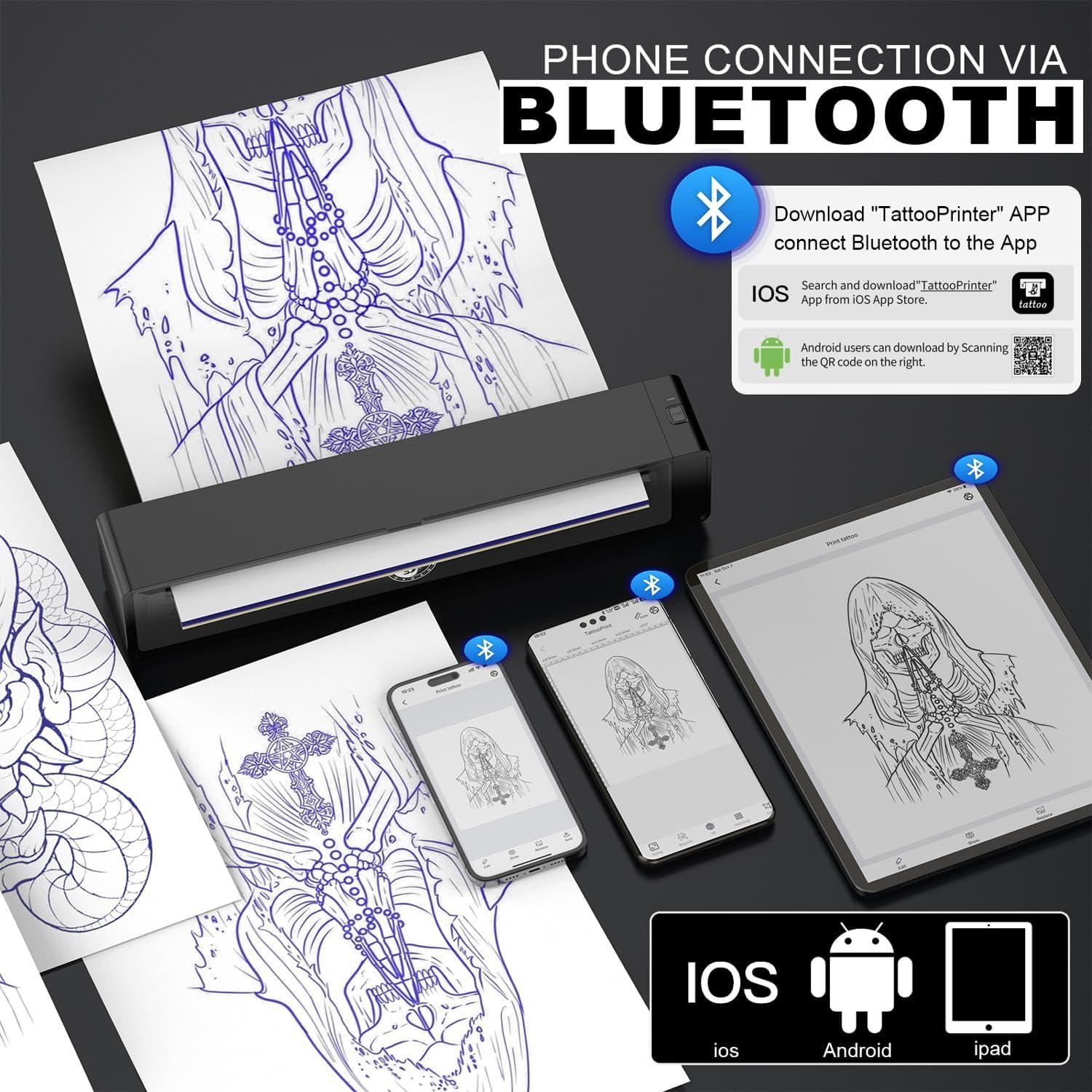 Impresora de Tatuajes Wormhole Inalámbrica Bluetooth A4