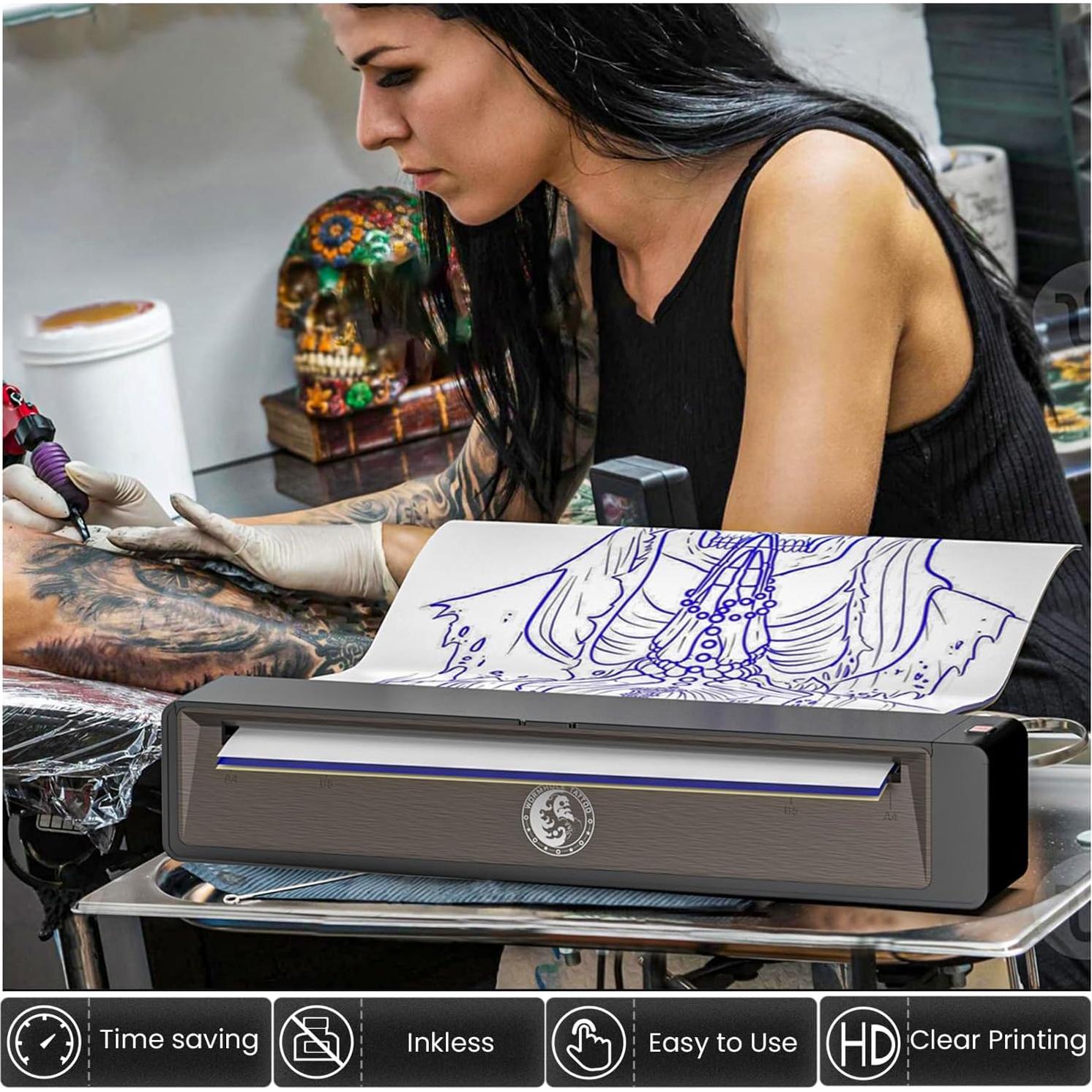 Impresora de Tatuajes Wormhole Inalámbrica Bluetooth A4