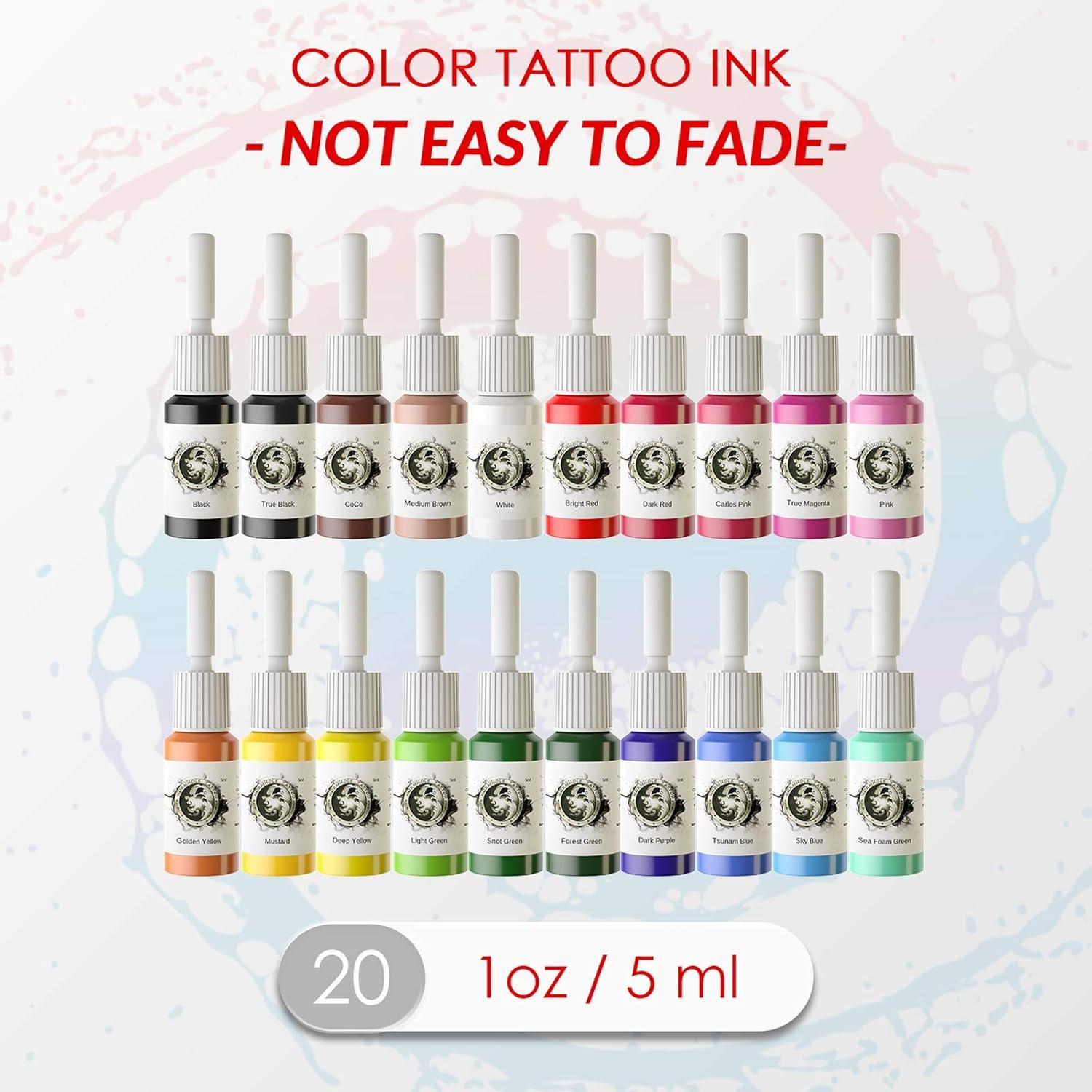 Kit de Tatuaje Wormhole - Pluma, 40 Cartuchos, 20 Tintas