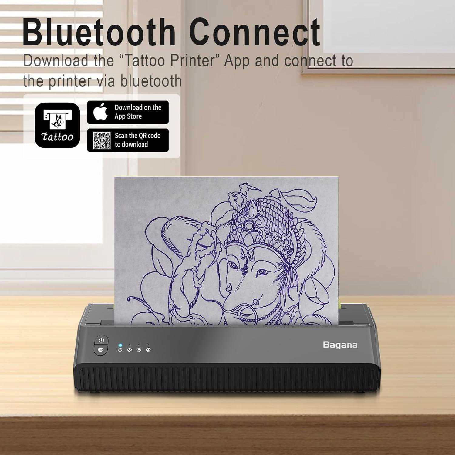 Impresora de Plantillas de Tatuaje Bagana Térmica Inalámbrica