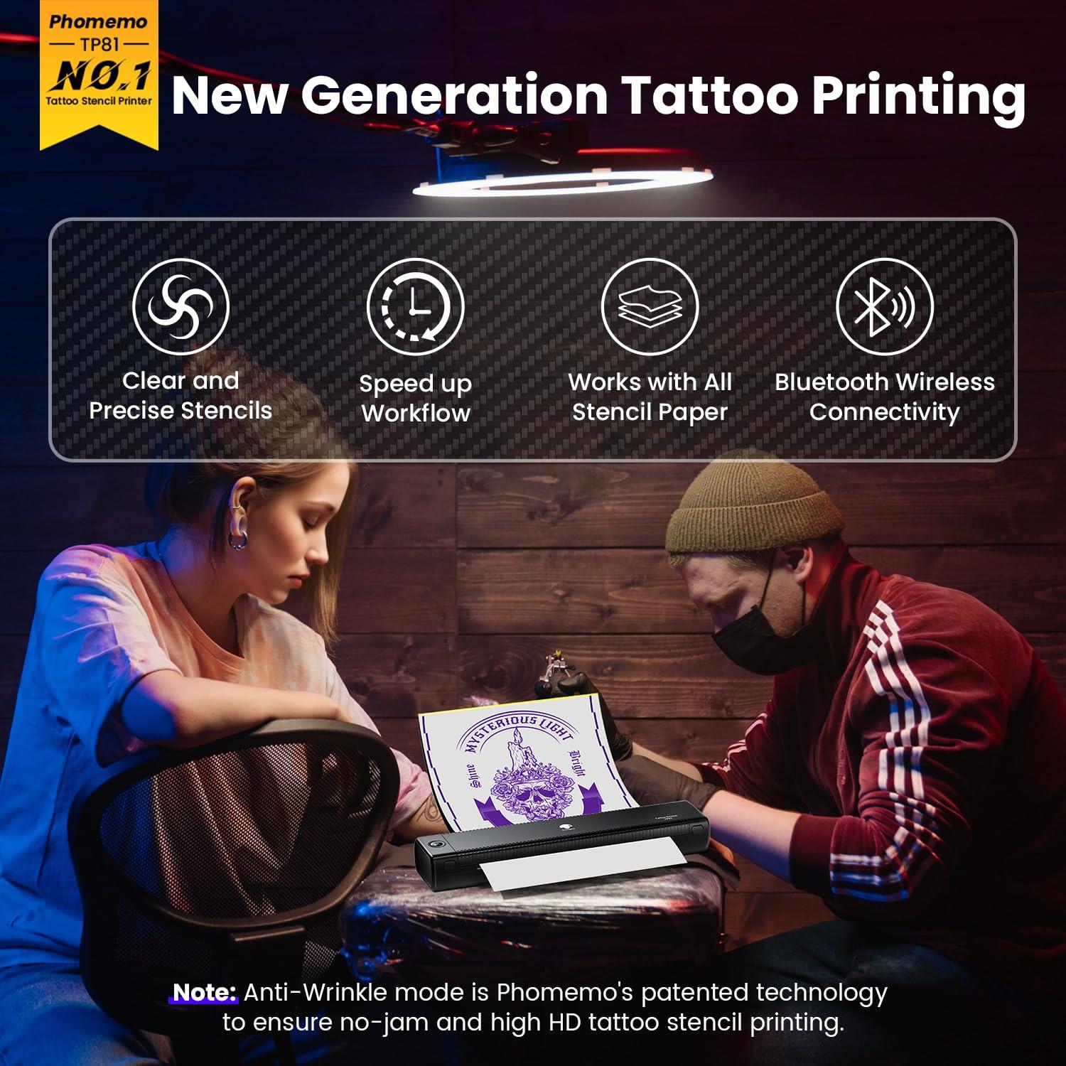 Impresora de Tatuajes Phomemo TP81 Bluetooth + 10 Papeles