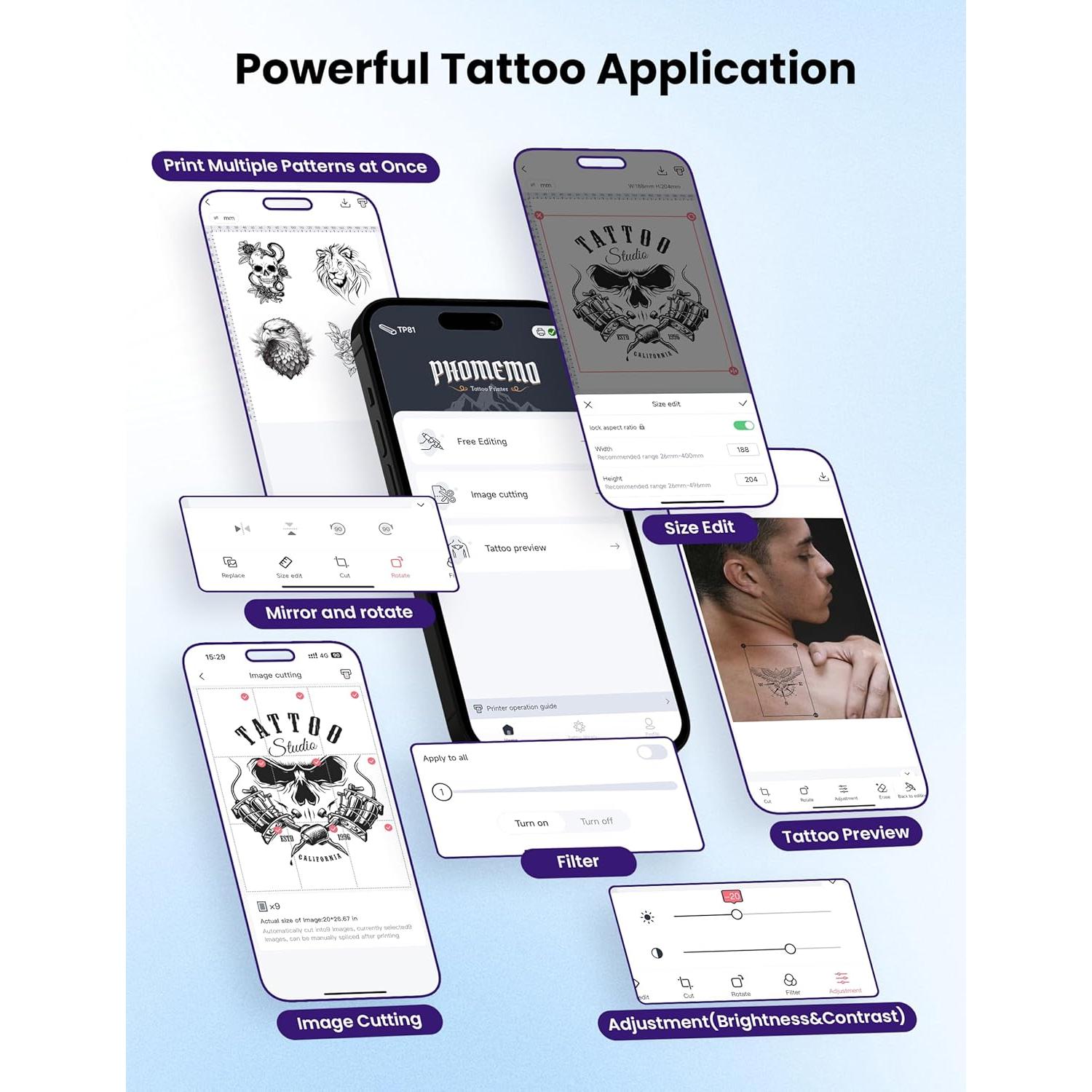 Impresora de Tatuajes Phomemo TP81 Bluetooth + 10 Papeles