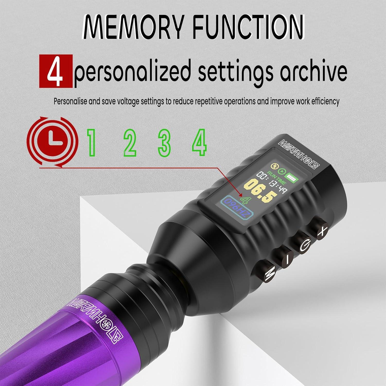 Kit de Tatuaje Wormhole 43pcs Máquina Inalámbrica LED 1800mAh