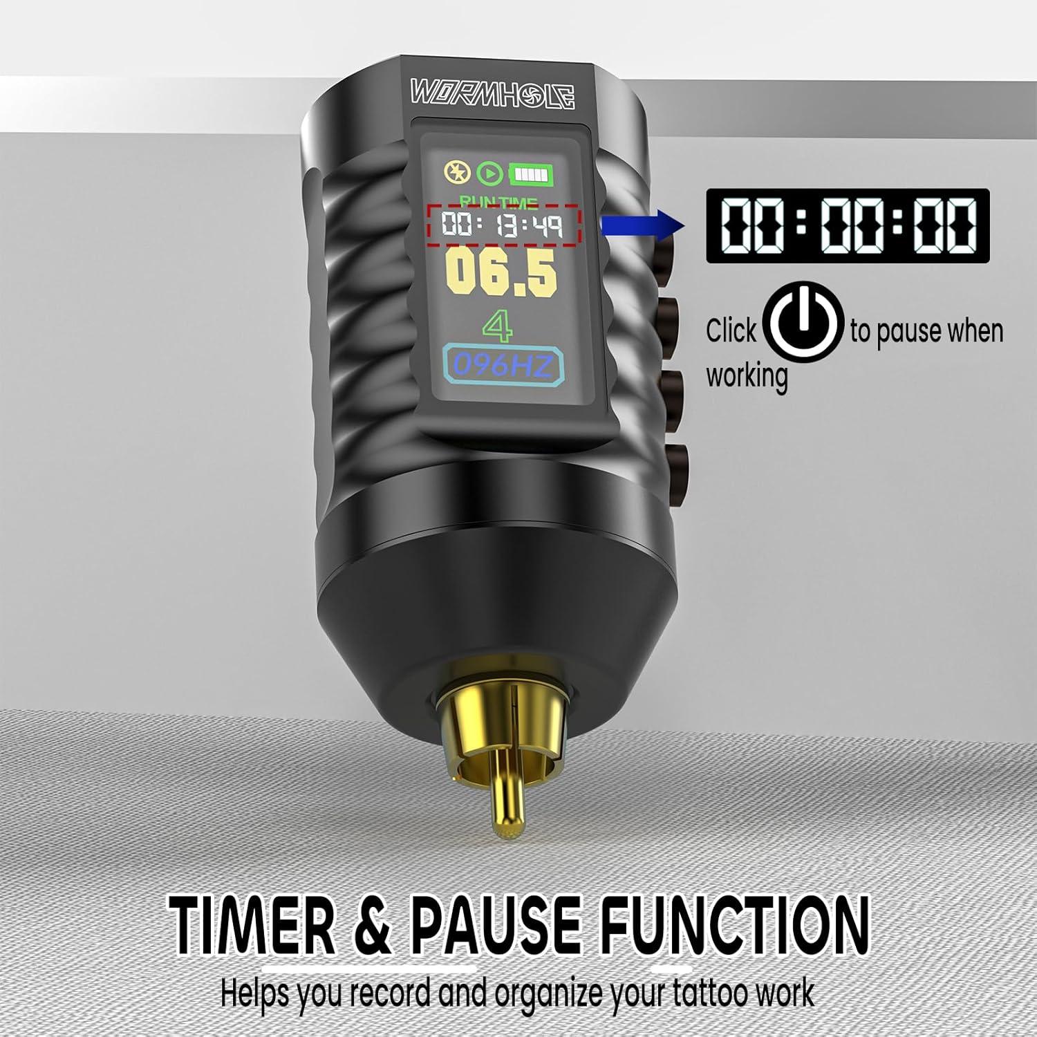 Kit de Tatuaje Wormhole 43pcs Máquina Inalámbrica LED 1800mAh