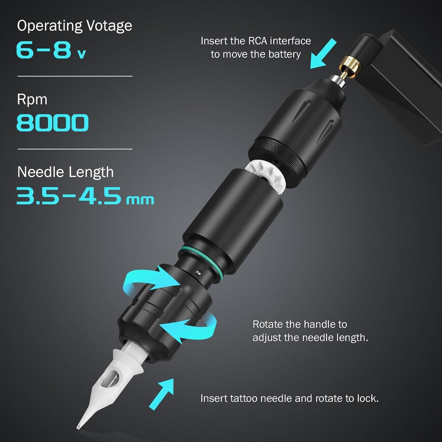 Kit de Tatuaje Solong - Máquina Rotary Pen Inalámbrica
