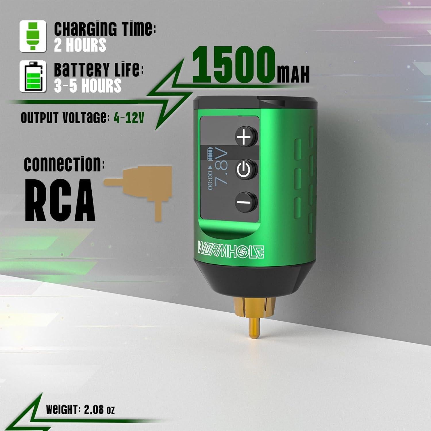 Kit de Tatuaje Inalámbrico Wormhole WTK261 1500mAh LED