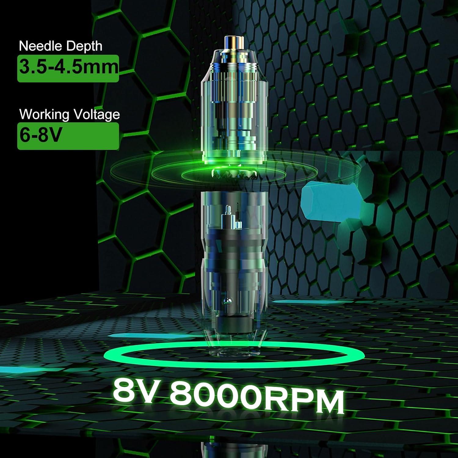 Kit de Tatuaje Inalámbrico WORMHOLE con Batería 1050mAh