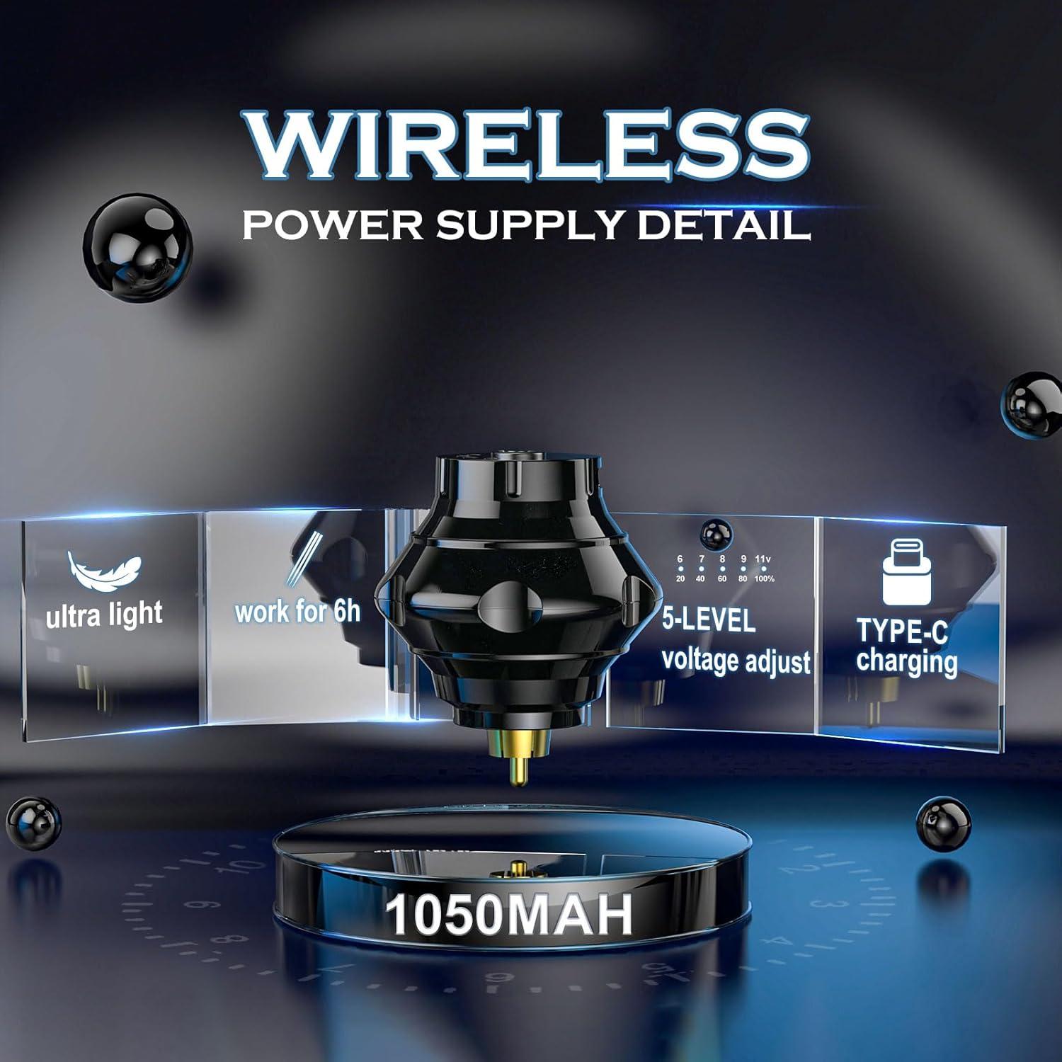 Kit de Tatuaje Inalámbrico WORMHOLE con Batería 1050mAh