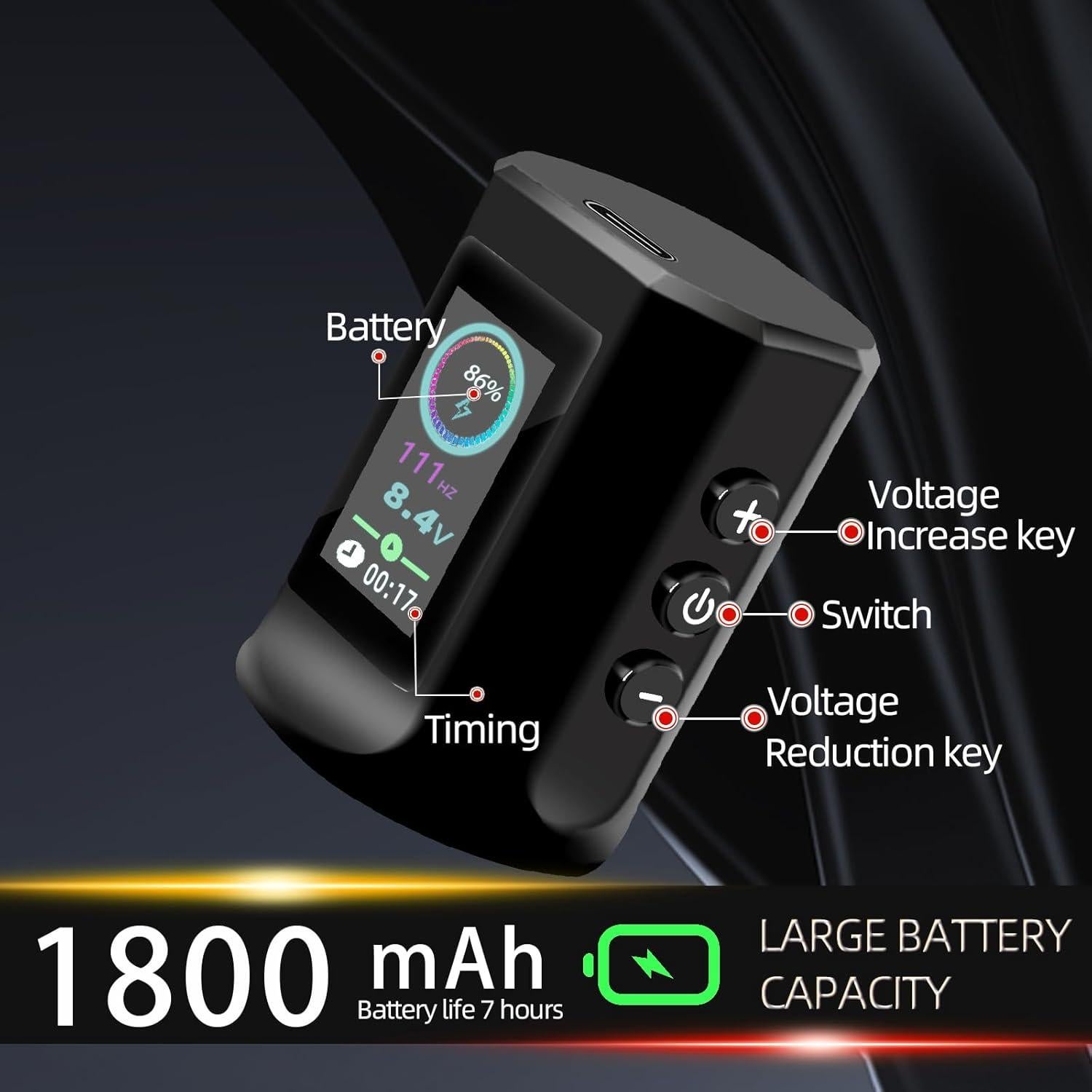 Kit de Tatuaje Vidattx Inalámbrico con 2 Baterías y Agujas