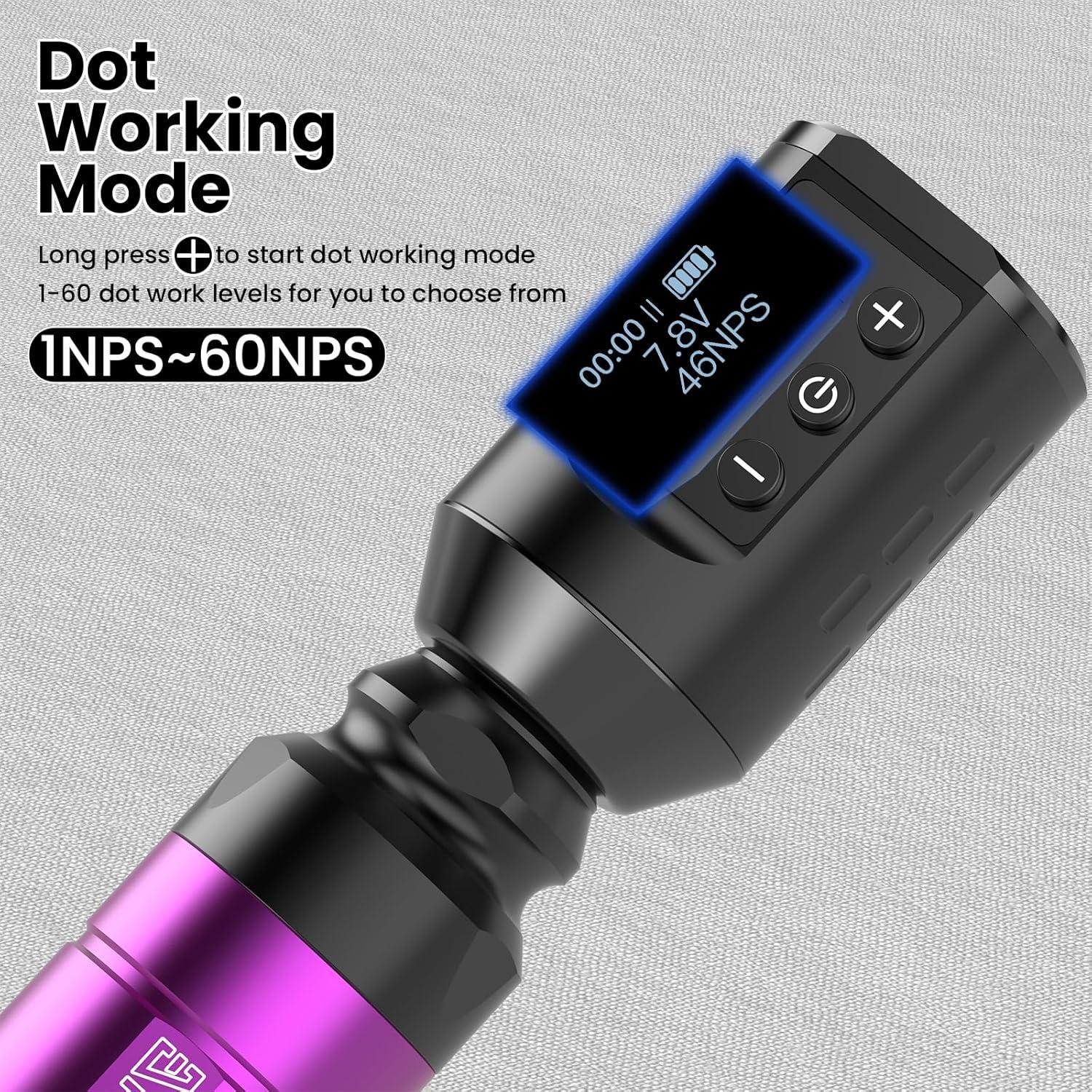 Kit de Tatuaje Inalámbrico Profesional WTK278 1500mAh Azul