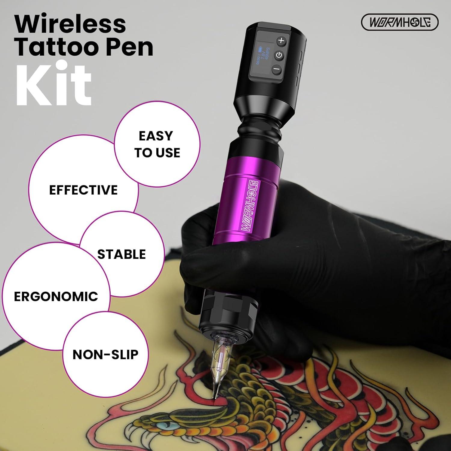 Kit de Tatuaje Inalámbrico Profesional WTK278 1500mAh Azul