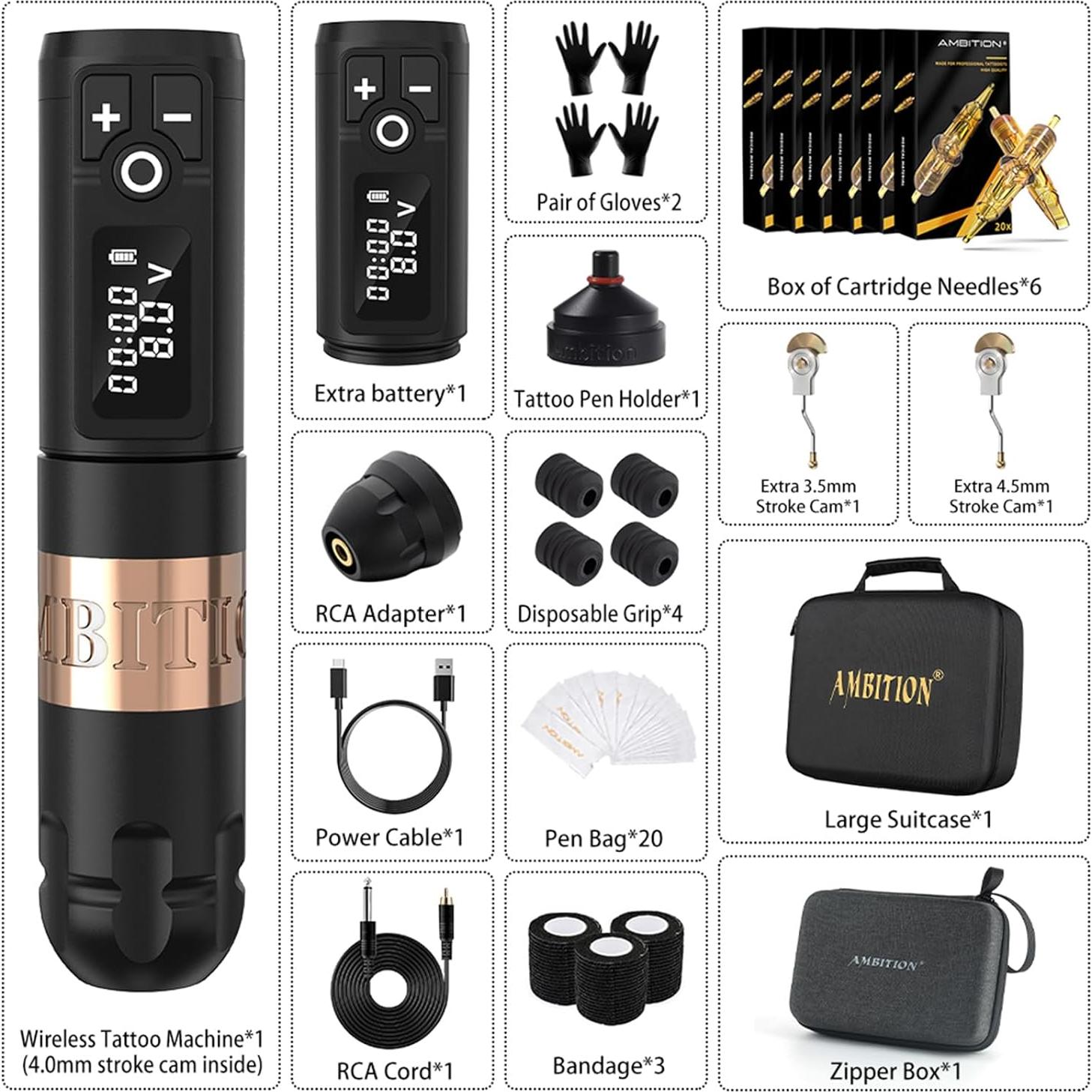 Kit de Tatuaje Ambition Soldier - Máquina Inalámbrica Completa