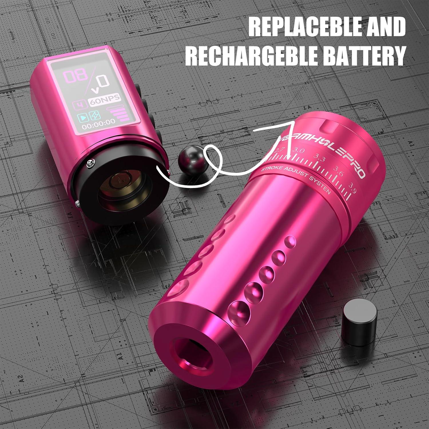 Kit de Tatuaje WORMHOLE PRO 80PCS con Agujas y Pantalla LED