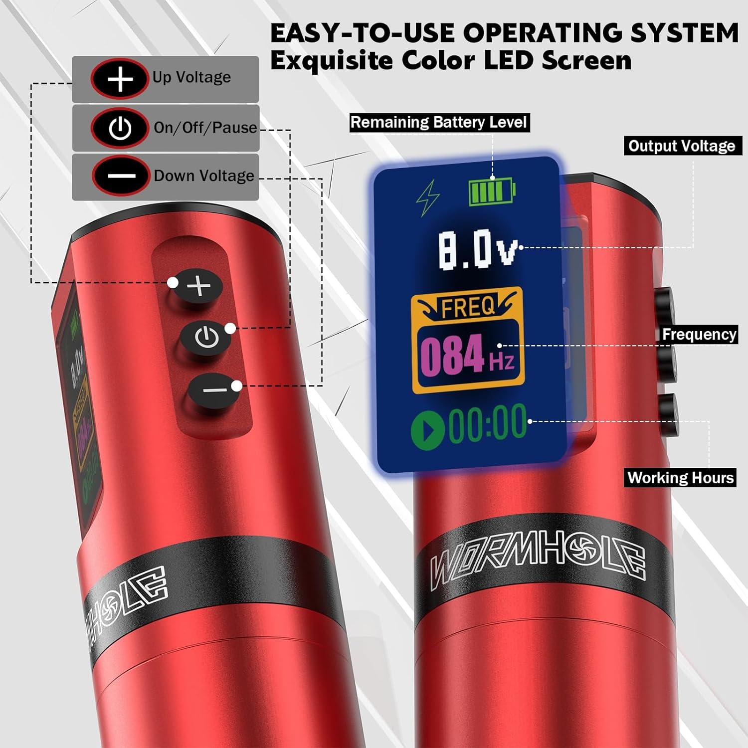 Kit de Tatuaje Inalámbrico Wormhole con Batería 1800mAh
