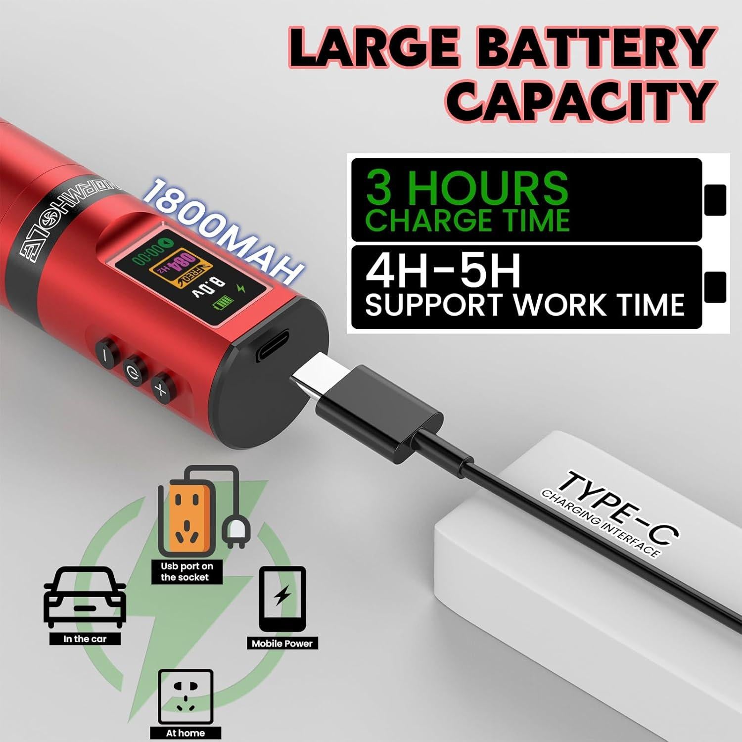 Kit de Tatuaje Inalámbrico Wormhole con Batería 1800mAh