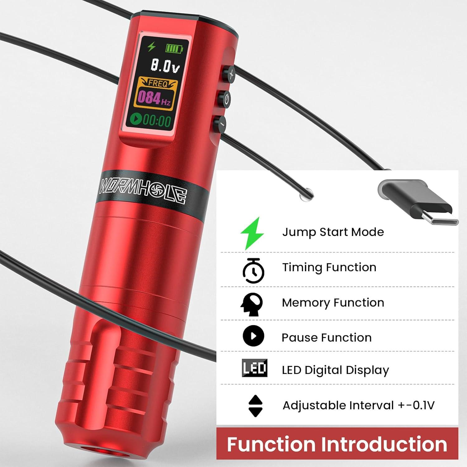 Kit de Tatuaje Inalámbrico Wormhole con Batería 1800mAh