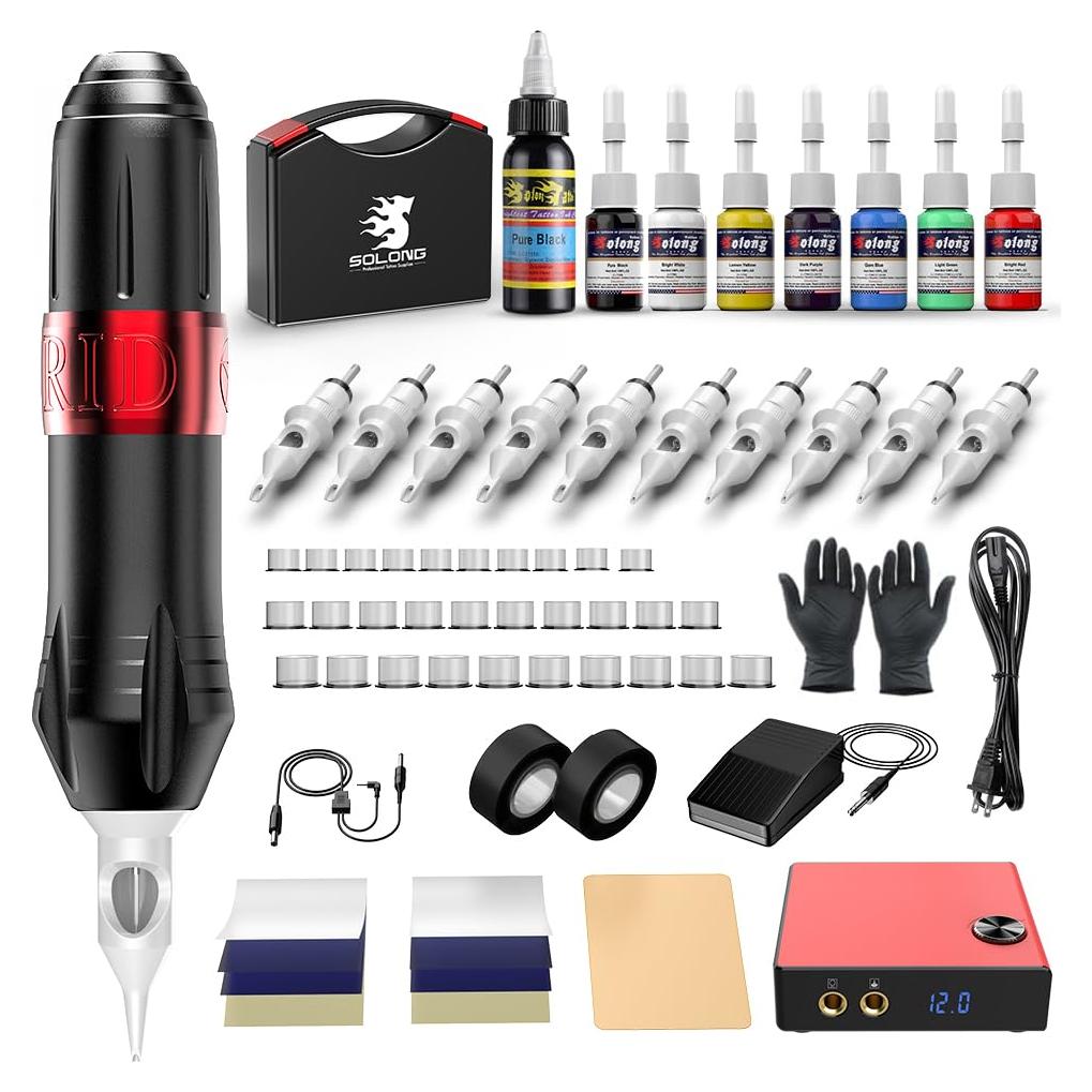 Kit de Tatuaje Solong EK129A para Principiantes con Estuche