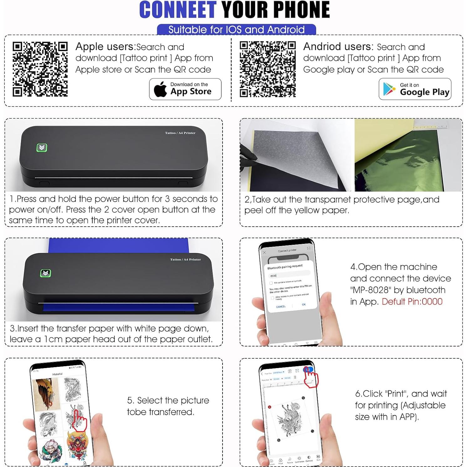 Impresora de Tatuajes BIOMASER Inalámbrica Bluetooth 1,23 kg