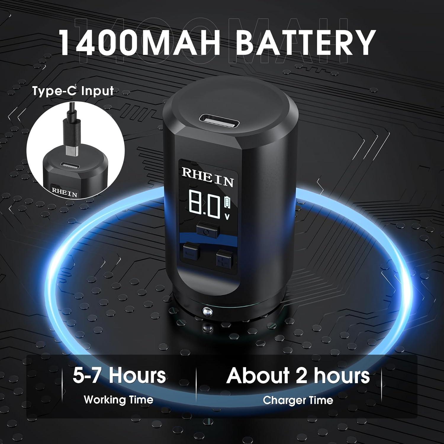 Kit de Máquina de Tatuaje Inalámbrica RNE40KIT-1 14 Tintas 20 Agujas