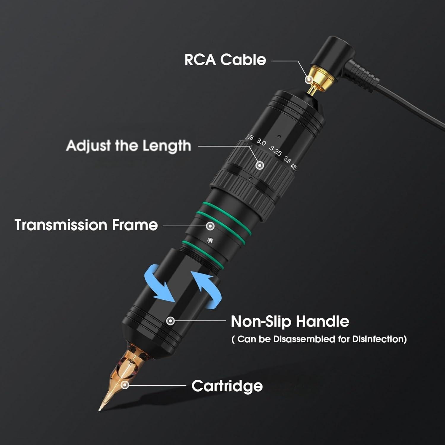 Kit de Máquina de Tatuaje Inalámbrica RNE40KIT-1 14 Tintas 20 Agujas