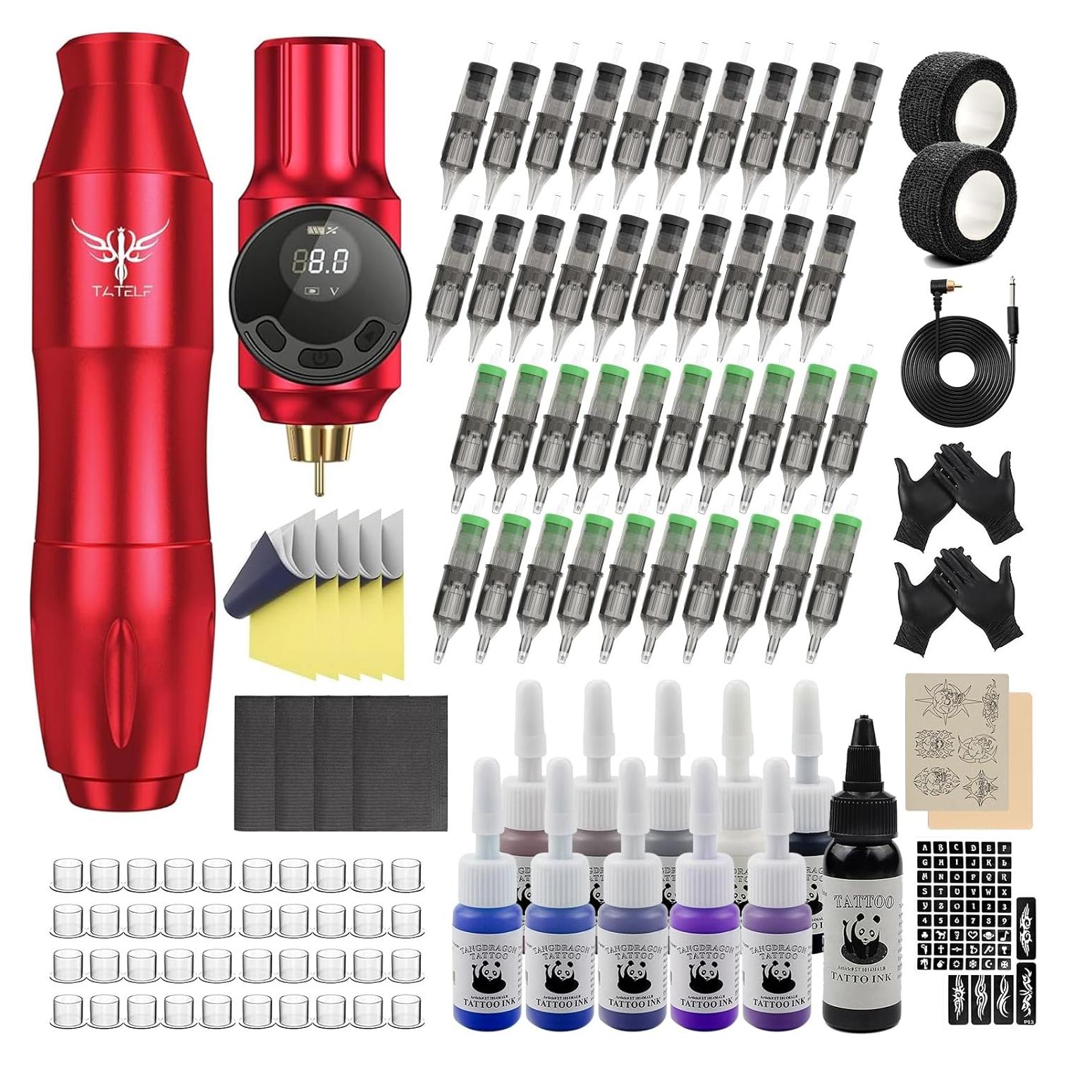 Kit de Tatuaje Inalámbrico TATELF G12 con 40 Agujas