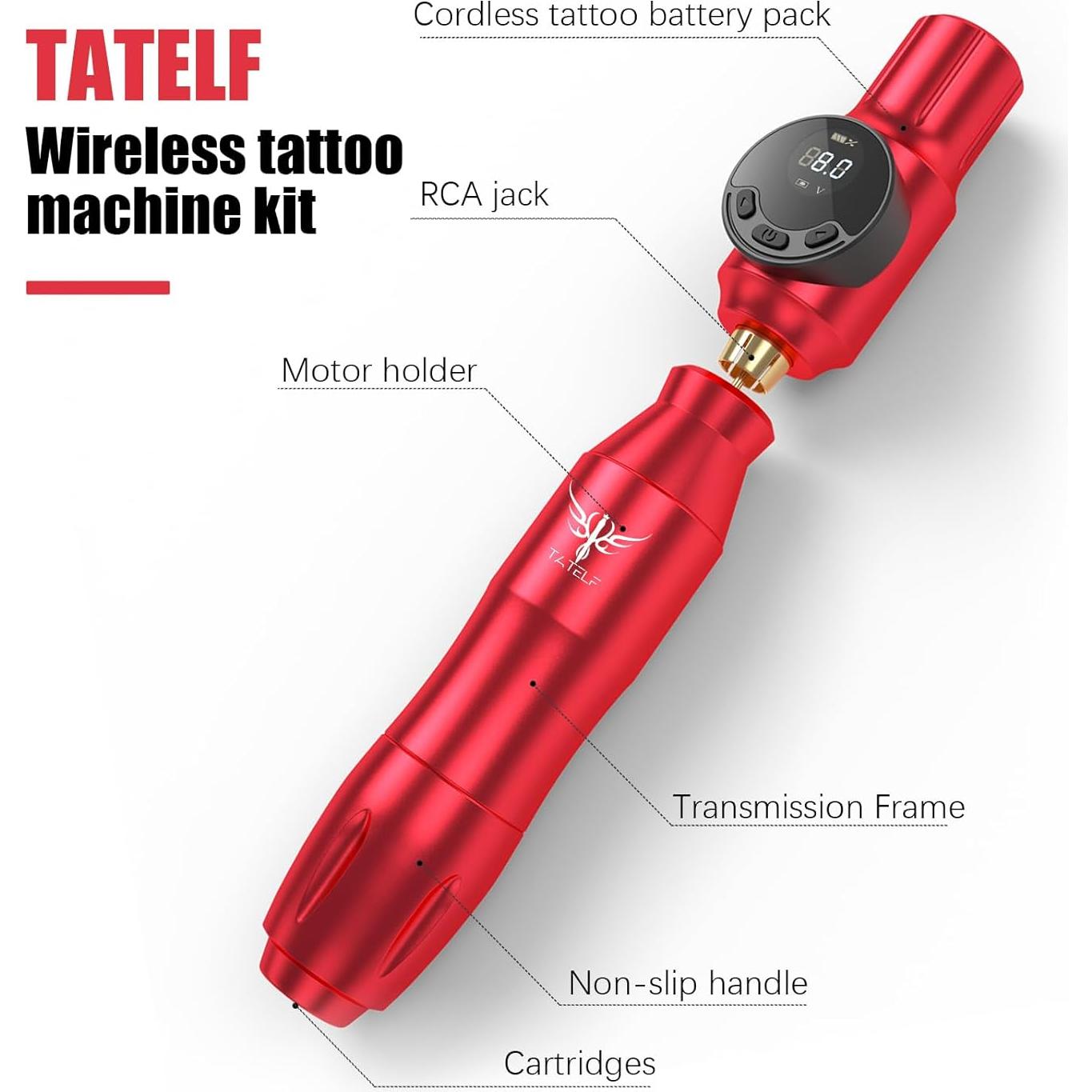 Kit de Tatuaje Inalámbrico TATELF G12 con 40 Agujas