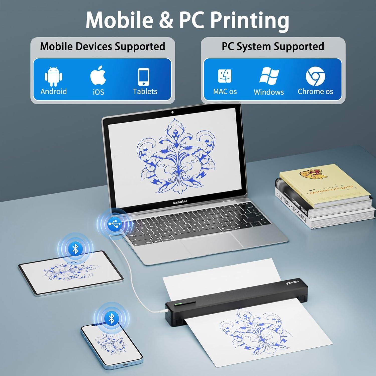 Impresora de Tatuajes Yanxio C80 Portátil Bluetooth 0.54 kg