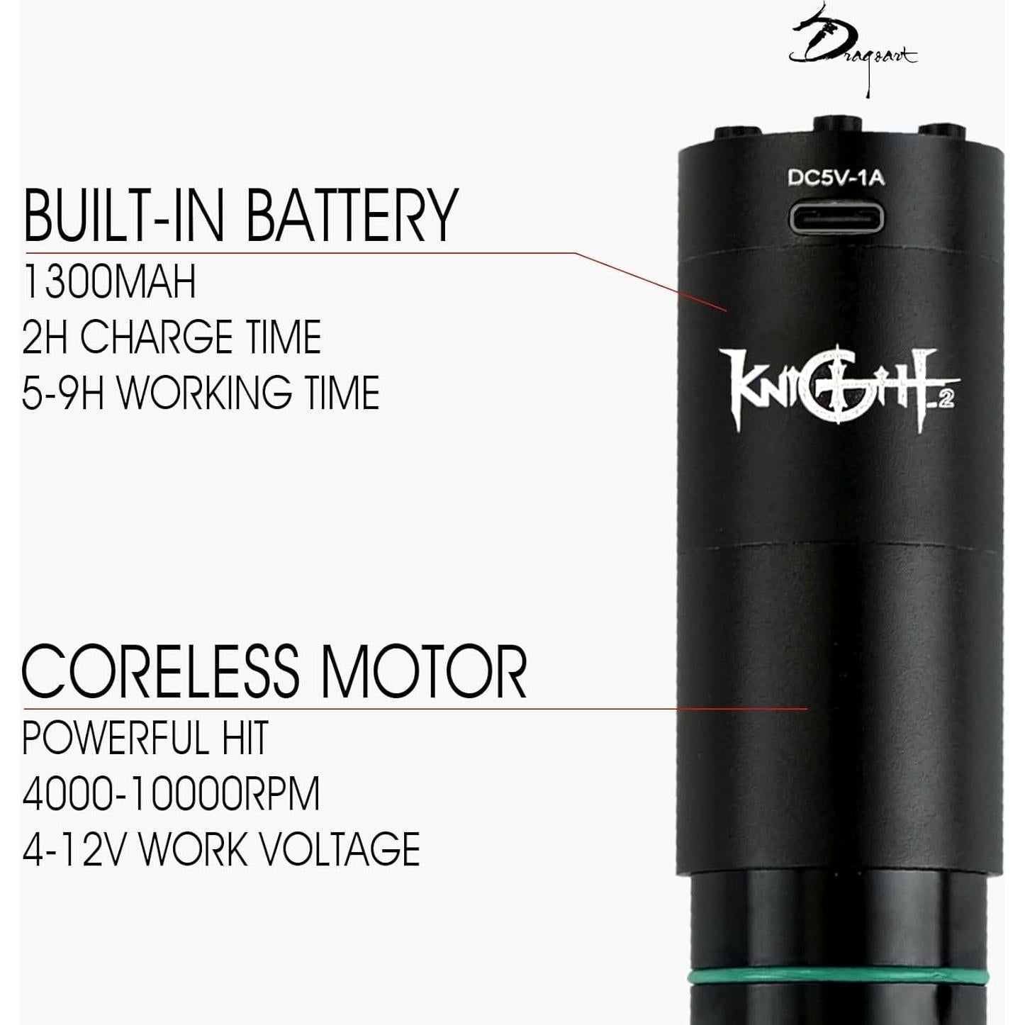 Kit de Tatuaje Profesional Dragoart Inalámbrico 40 Agujas